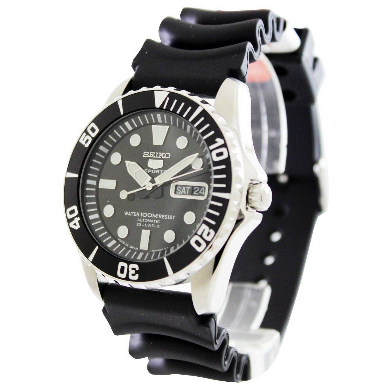 Seiko 5 Sports Automatic Black Dial Black Rubber Men's Watch Seiko 5 Sports Automatic Black Dial Black Rubber Men's Watch