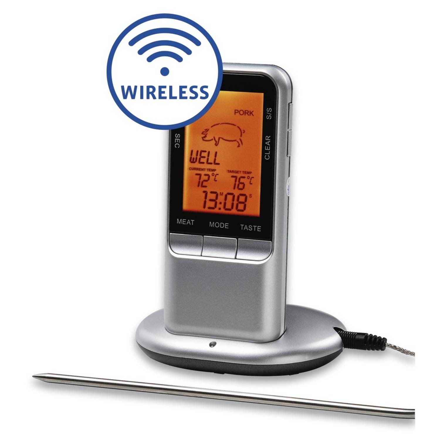 Xavax 111382 Digital Meat Thermometer With Timer, Wireless Sensor Xavax 111382 Digital Meat Thermometer With Timer, Wireless Sensor