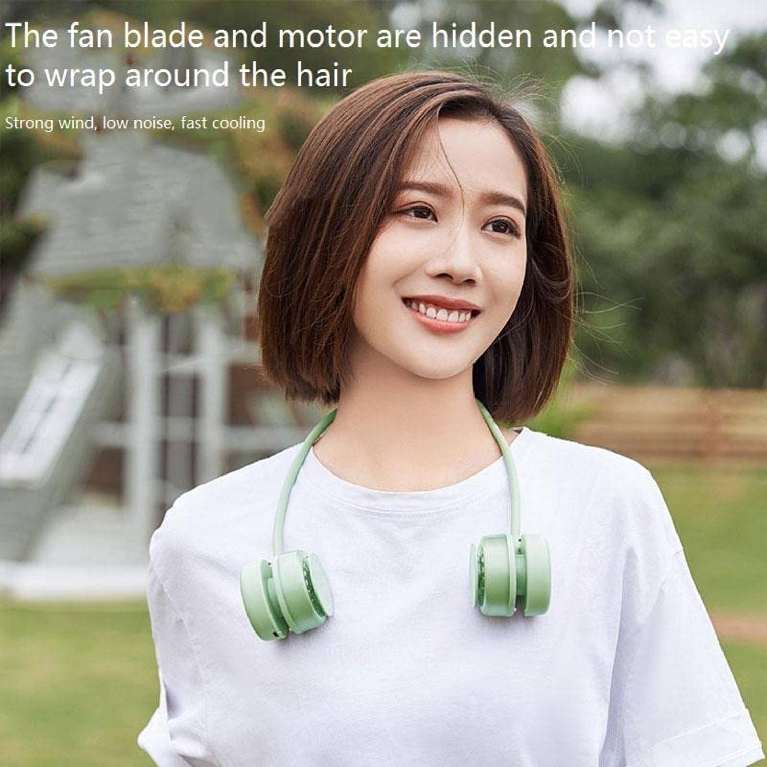 COOLBABY Portable Bladeless Neck Fan USB Charging Green COOLBABY Portable Bladeless Neck Fan USB Charging Green