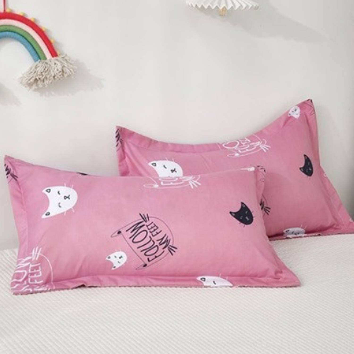 Luna Home Queen/double Size 6 Pieces Bedding Set Without Filler ,pink Color Cat Design Luna Home Queen/double Size 6 Pieces Bedding Set Without Filler ,pink Color Cat Design