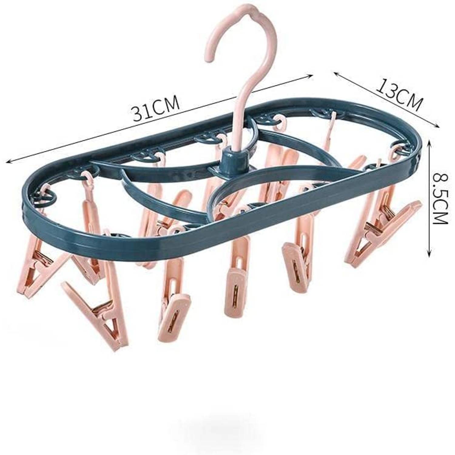 Margoun For Foldable Clothes Hanger Drying Rack With 12 Clips Plastic Space Saving Closet Organizer (Sand Pink) Margoun For Foldable Clothes Hanger Drying Rack With 12 Clips Plastic Space Saving Closet Organizer (Sand Pink)