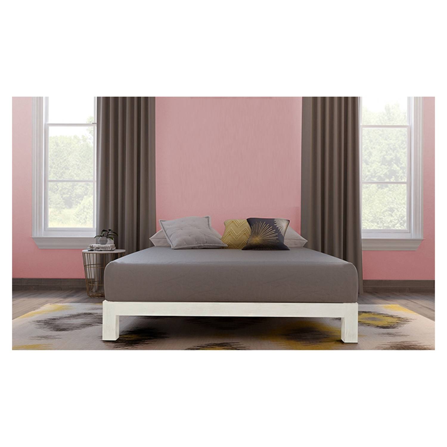 Motif Design Aura White Platform Queen Bed without Mattress White Motif Design Aura White Platform Queen Bed without Mattress White