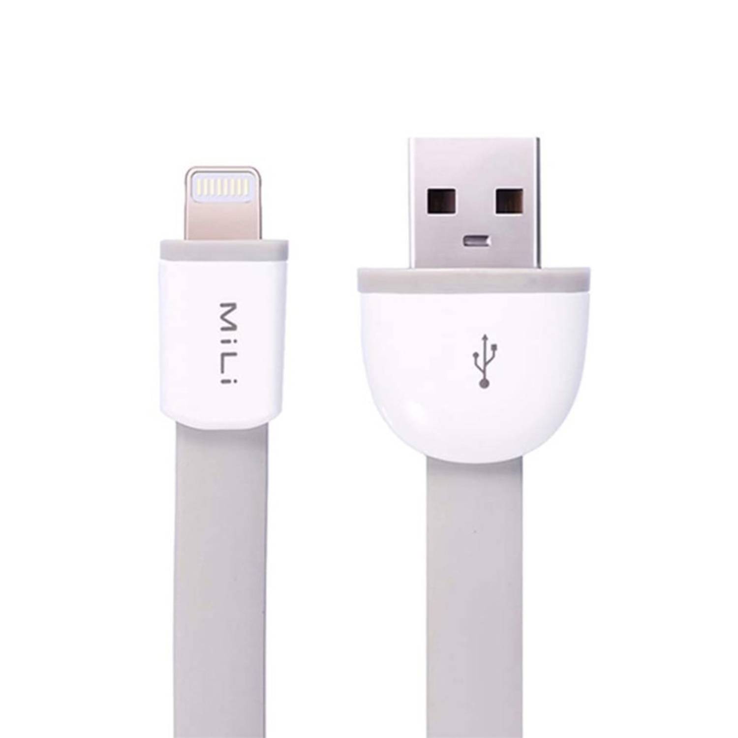 Mili Lightning To Usb-a Flat Cable Apple Mfi Certified Charge & Sync Rust Resistant For Ios Devices Iphone / Ipad / Ipod - Pvc - 1m - White Mili Lightning To Usb-a Flat Cable Apple Mfi Certified Charge & Sync Rust Resistant For Ios Devices Iphone / Ipad / Ipod - Pvc - 1m - White
