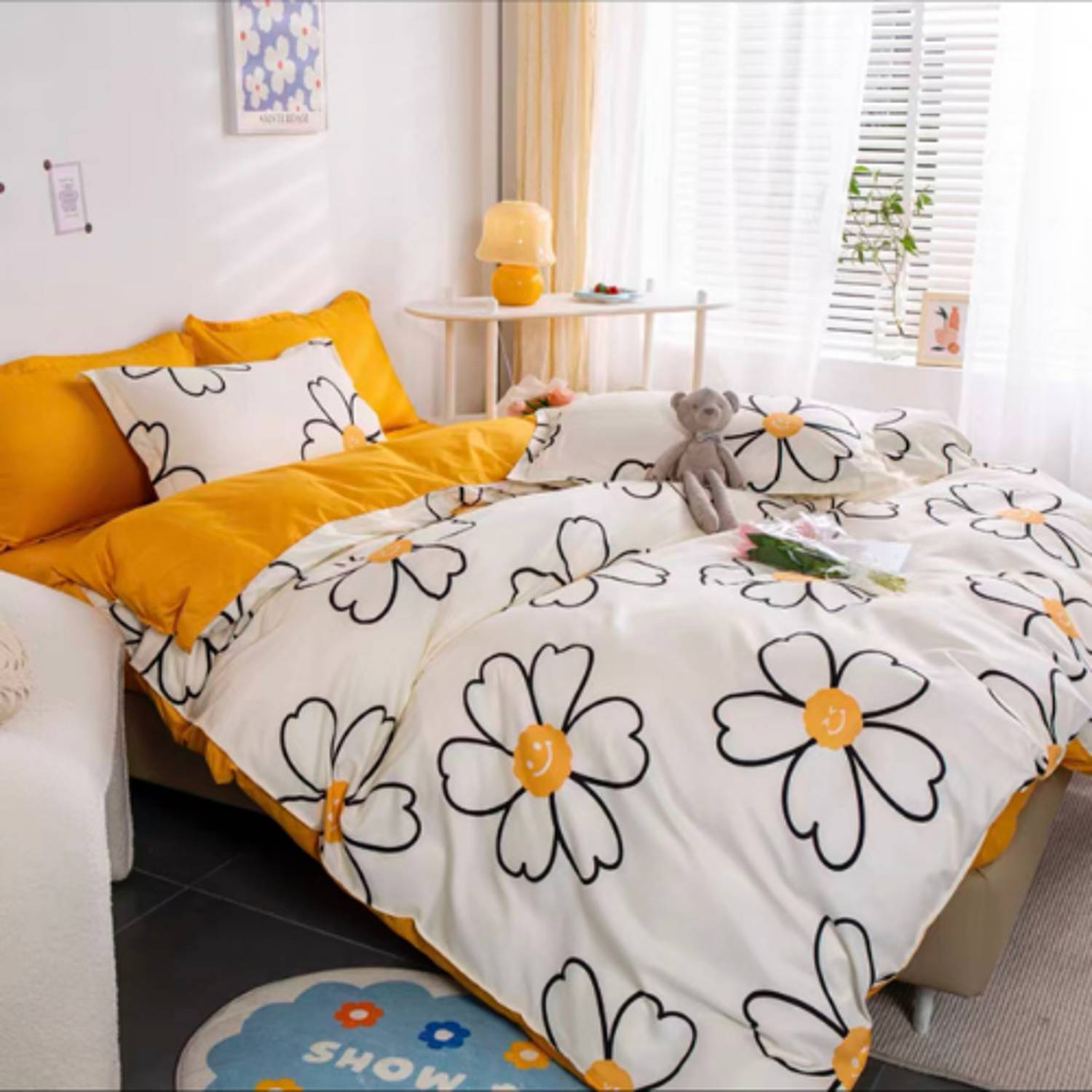 Luna Home Queen/double Size 6 Pieces Bedding Set Without Filler, Lovely Flower Design Luna Home Queen/double Size 6 Pieces Bedding Set Without Filler, Lovely Flower Design