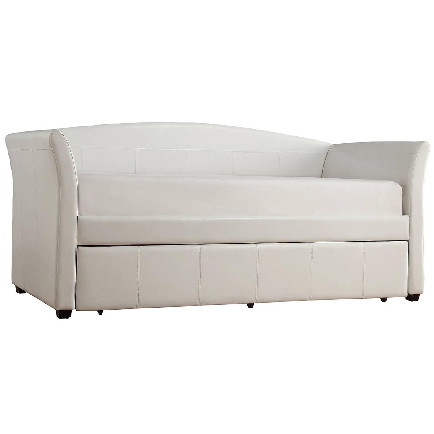 Deco Faux Leather DayBed and Trundle DayBed with trundle White Deco Faux Leather DayBed and Trundle DayBed with trundle White