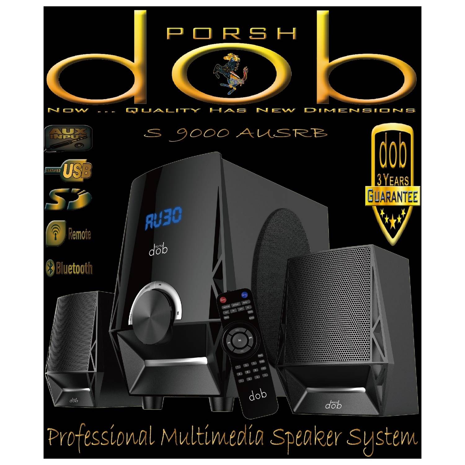 Porsh S9000 Bluetooth Multimedia Speaker System With Remote Porsh S9000 Bluetooth Multimedia Speaker System With Remote