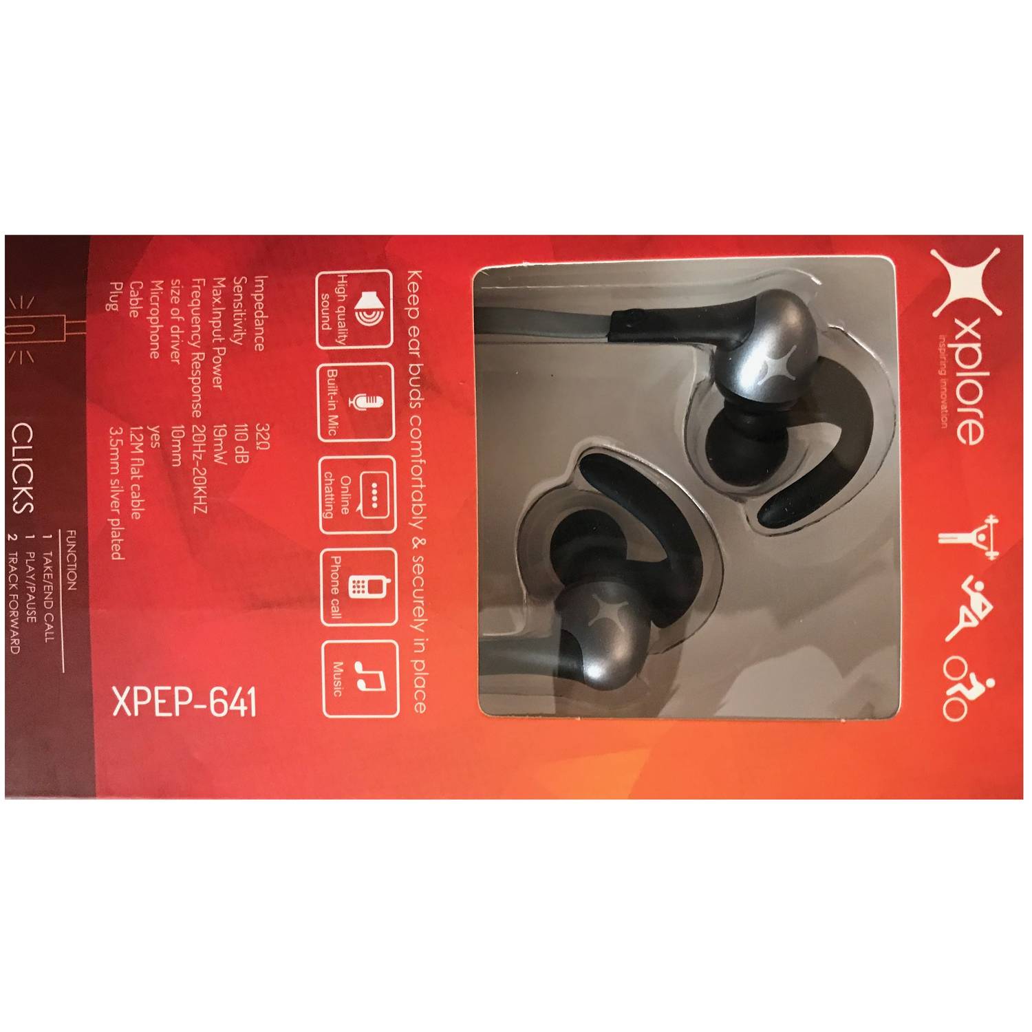 Xplore Sports In Ear Earphone Grey - XPEP641 Xplore Sports In Ear Earphone Grey - XPEP641