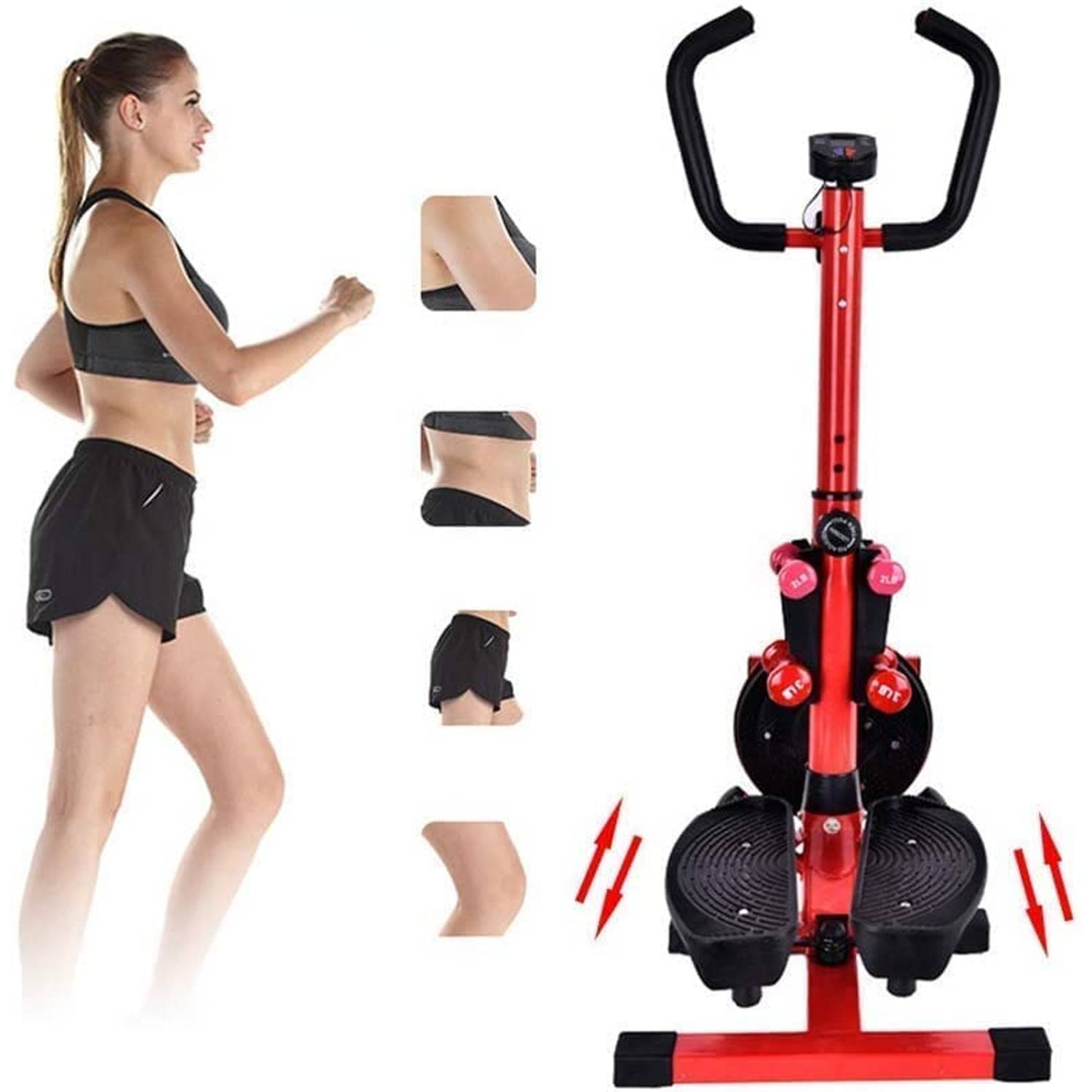 ULTIMAX 3 in 1 Multifunctional Stepper, Multipurpose Aerobic Stepper With Ropes, Arms Legs Workout, Adjustable Folding Workout Machine for Home or Gym with Stepper, Waist Twister Digital Monitor-RED ULTIMAX 3 in 1 Multifunctional Stepper, Multipurpose Aerobic Stepper With Ropes, Arms Legs Workout, Adjustable Folding Workout Machine for Home or Gym with Stepper, Waist Twister Digital Monitor-RED