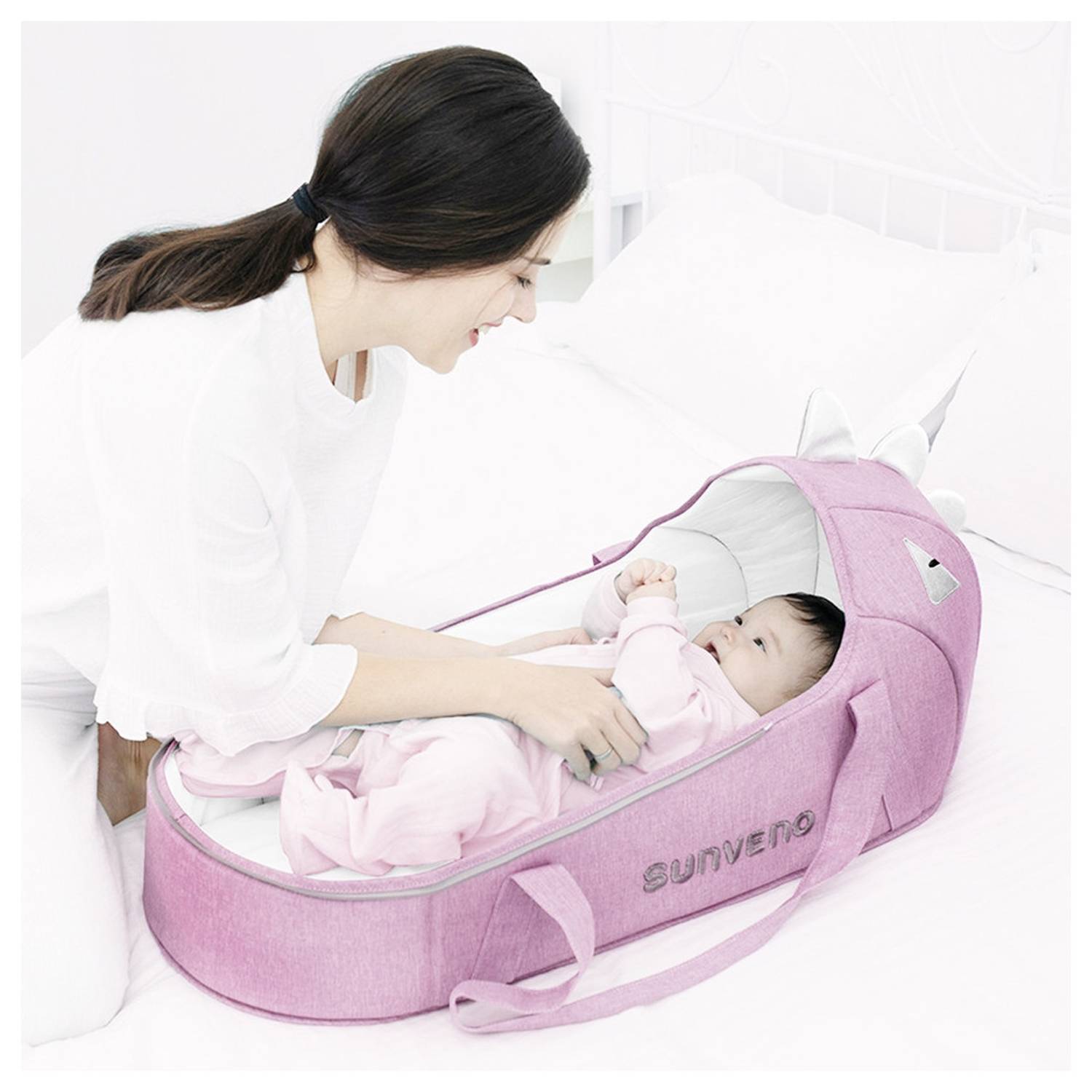 Sunveno Foldable Travel Carry Cot Pink Sunveno Foldable Travel Carry Cot Pink