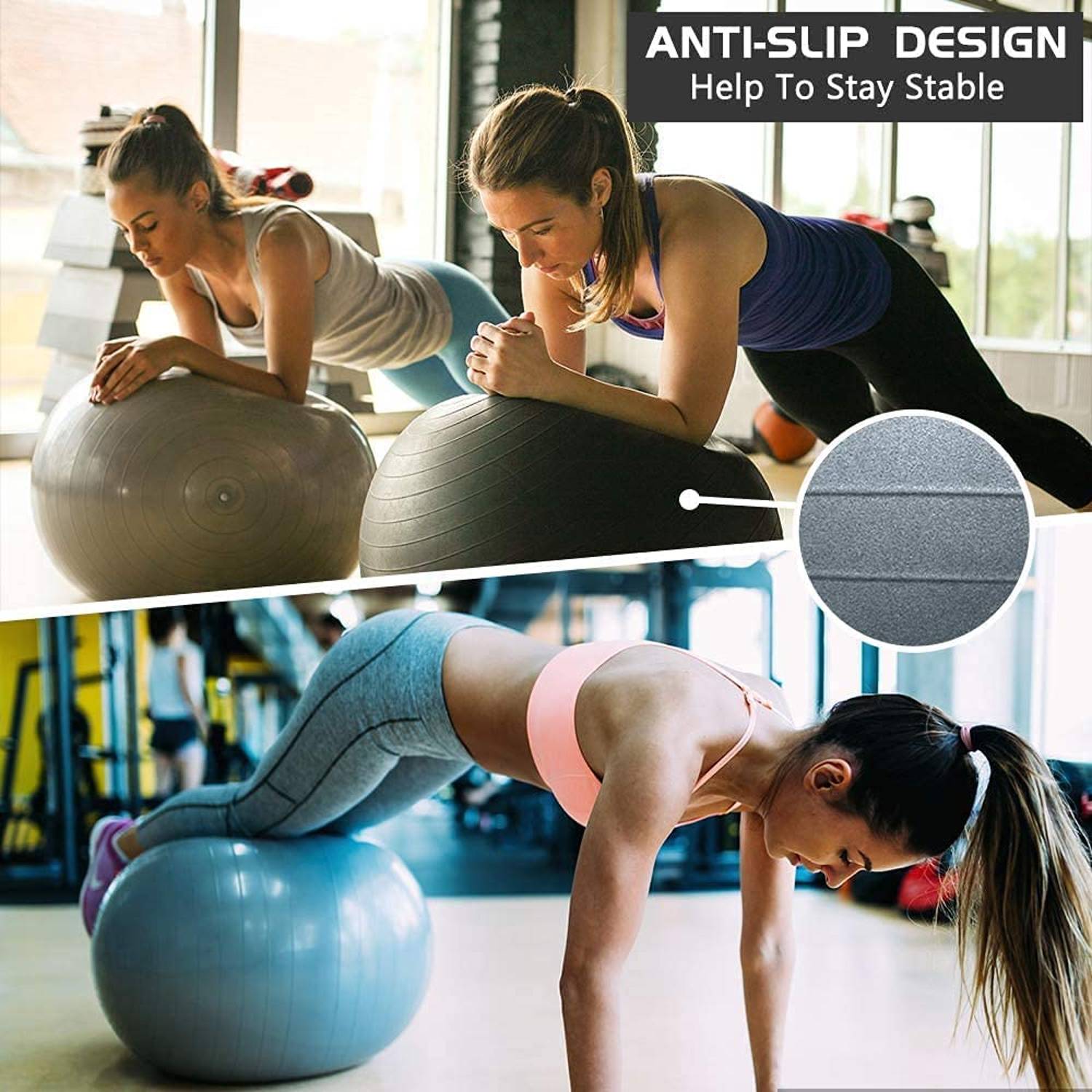 ULTIMAX Yoga Ball Exercise Fitness Core Stability Balance Strength Anti-Burst Prenatal Birthing Yoga ball for Office Home Gym Design Balance Ball Pilates Core and Workout Ball - 75 cm (Silver) ULTIMAX Yoga Ball Exercise Fitness Core Stability Balance Strength Anti-Burst Prenatal Birthing Yoga ball for Office Home Gym Design Balance Ball Pilates Core and Workout Ball - 75 cm (Silver)