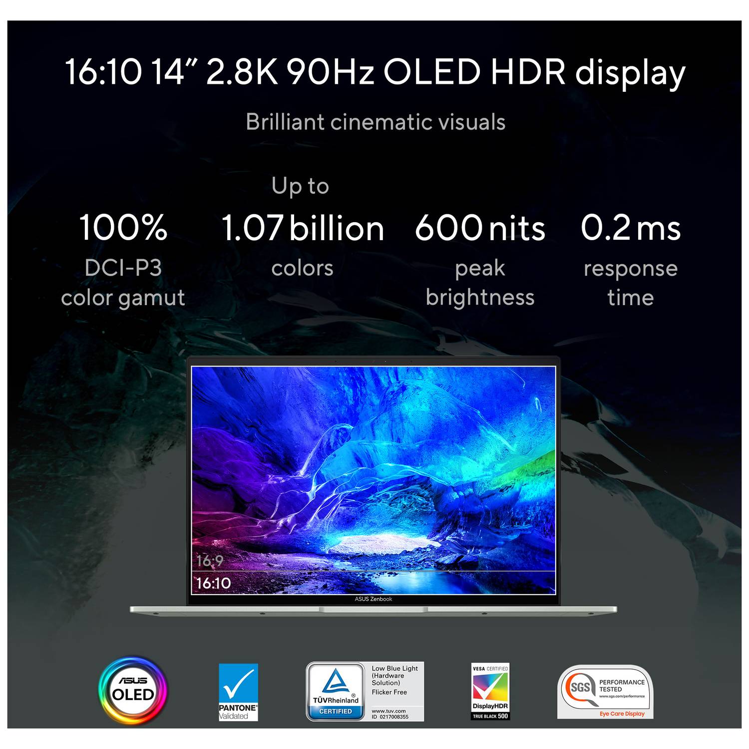 Asus Zenbook 14 OLED UX3402ZA-OLED1Q7W Slim Laptop – Core i7 2.1GHz 16GB 1TB Shared Win11Home 14inch 2.8K Aqua Celadon English/Arabic Keyboard Asus Zenbook 14 OLED UX3402ZA-OLED1Q7W Slim Laptop – Core i7 2.1GHz 16GB 1TB Shared Win11Home 14inch 2.8K Aqua Celadon English/Arabic Keyboard