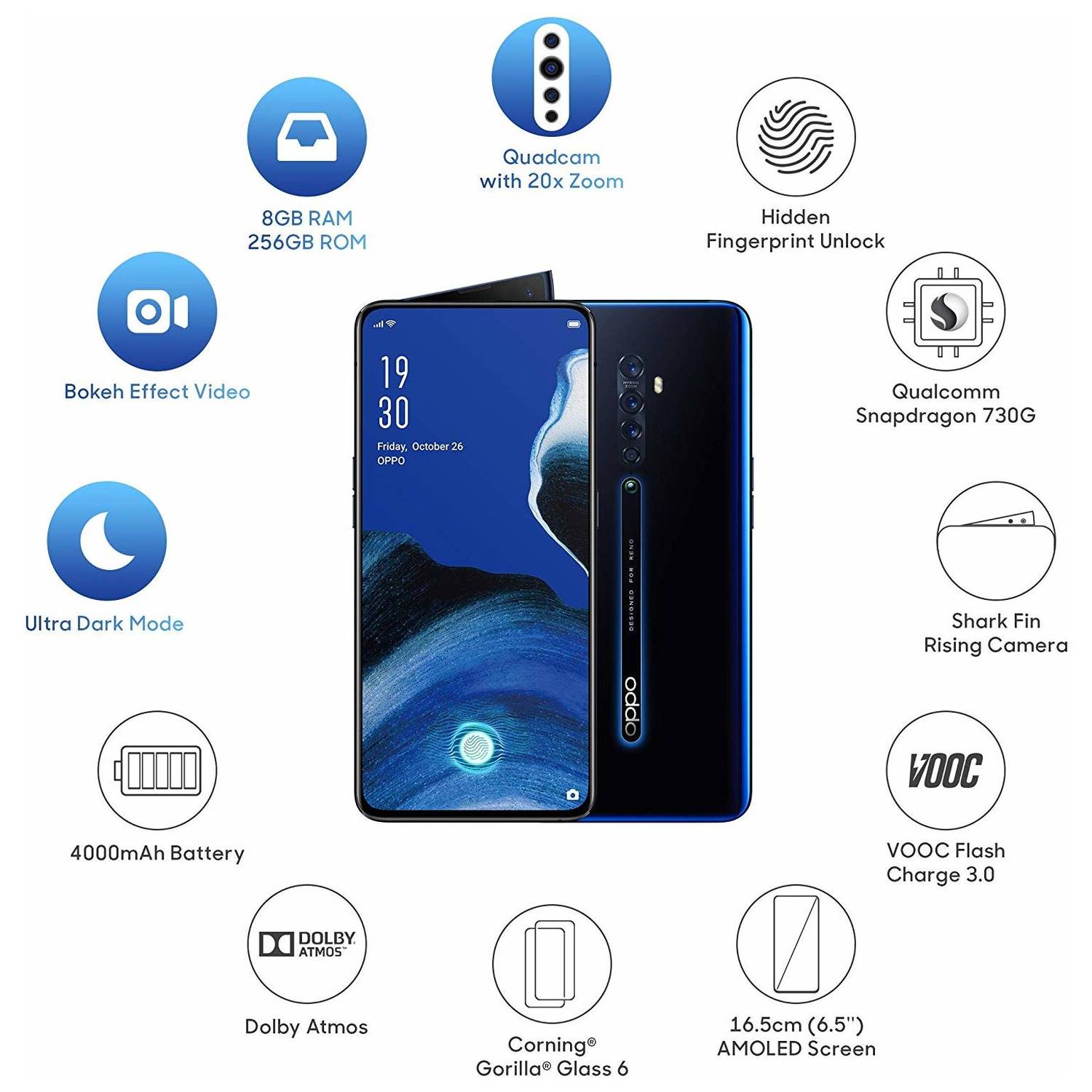 Oppo Reno2 256GB Luminous Black 4G Dual Sim Smartphone CPH1907 Oppo Reno2 256GB Luminous Black 4G Dual Sim Smartphone CPH1907