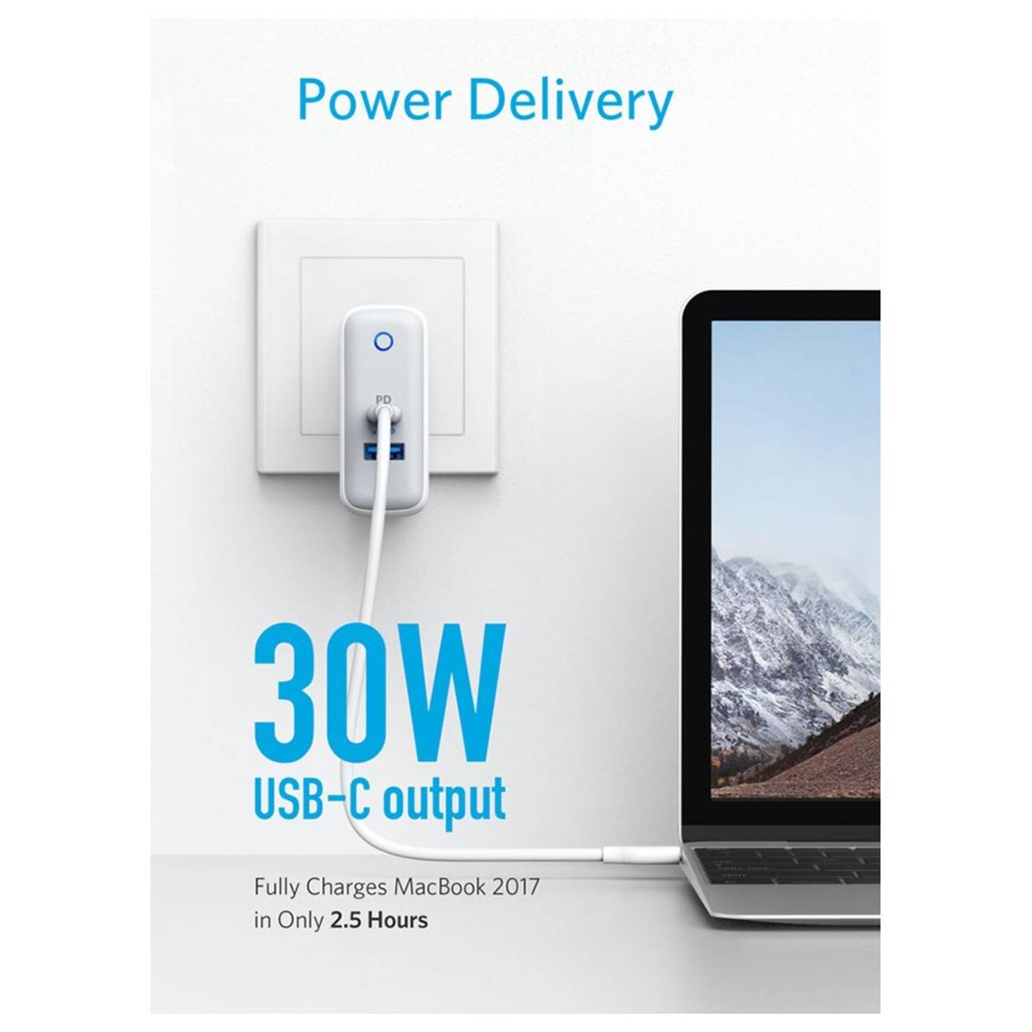 Anker Powerport ii PD With USB-C PD And Poweriq 2.0 Wall Charger White Anker Powerport ii PD With USB-C PD And Poweriq 2.0 Wall Charger White