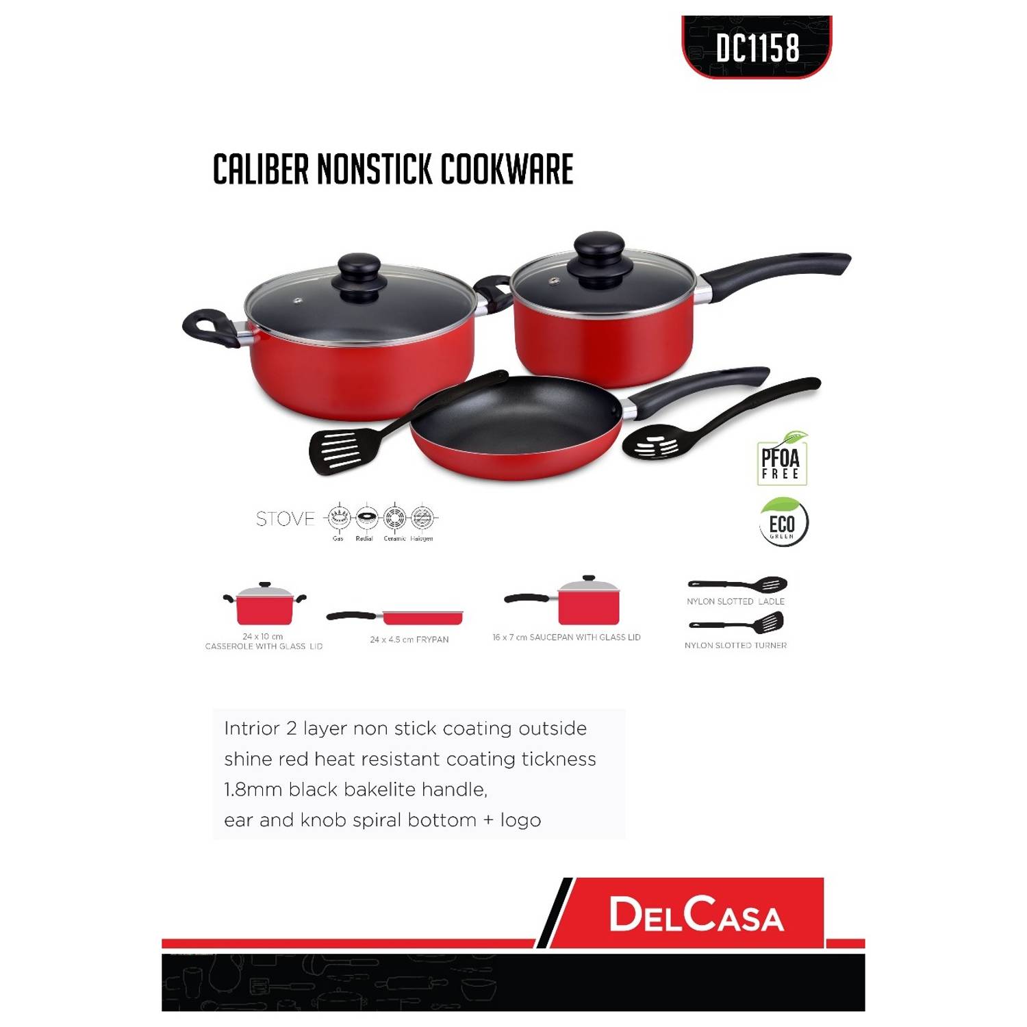 DelcasaDC 7 Pc Caliber Nonstick Cookware Set DelcasaDC 7 Pc Caliber Nonstick Cookware Set
