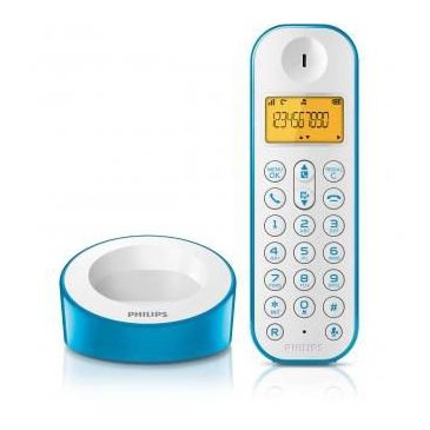 Philips Cordless Phone White Blue D1201WA63 Philips Cordless Phone White Blue D1201WA63