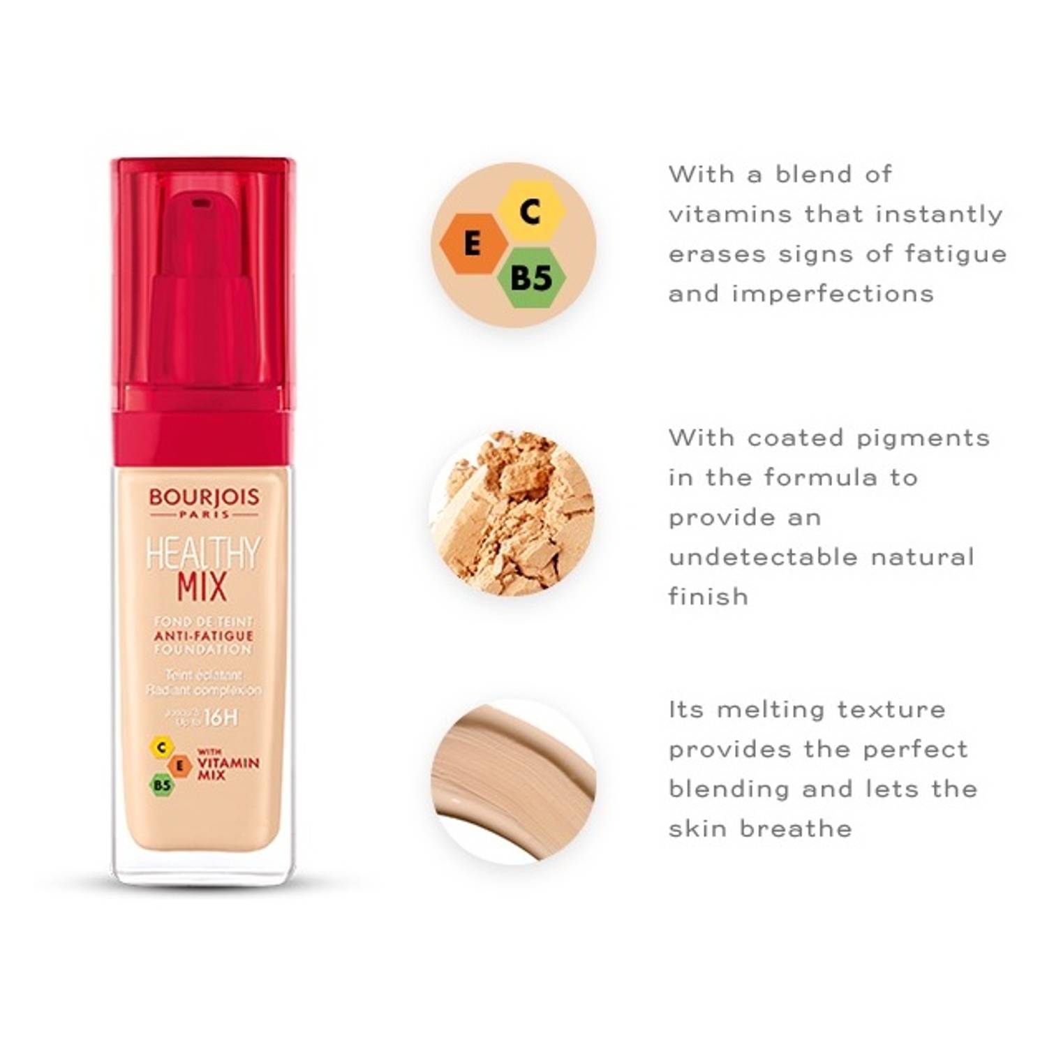 Bourjois Foundation Healthy Mix Anti-fatigue Rose Ivory 50 Bourjois Foundation Healthy Mix Anti-fatigue Rose Ivory 50