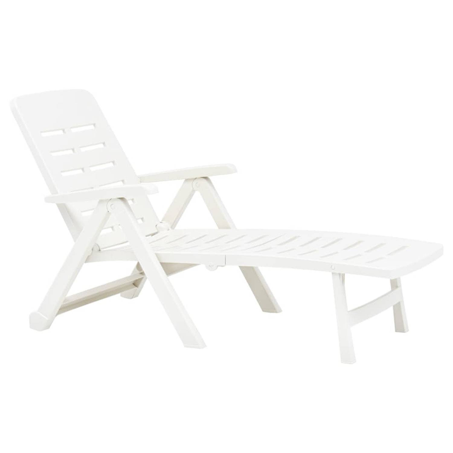 vidaXL Folding Sun Lounger Plastic White vidaXL Folding Sun Lounger Plastic White