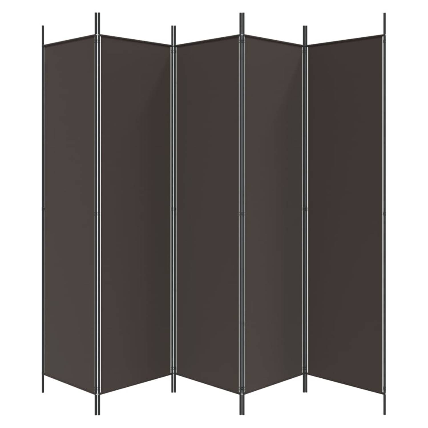 vidaXL 5-Panel Room Divider Brown 250x200 cm Fabric vidaXL 5-Panel Room Divider Brown 250x200 cm Fabric