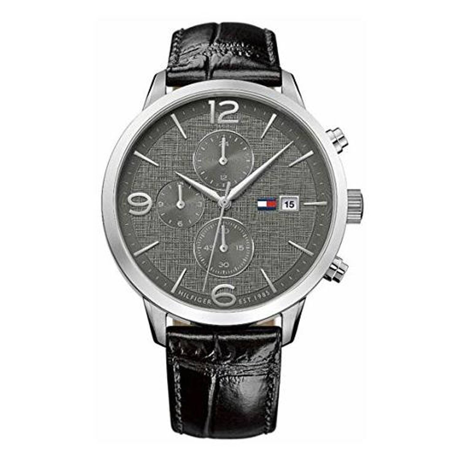 Tommy Hilfiger Liam Black Leather Watch For Men 1770015 Tommy Hilfiger Liam Black Leather Watch For Men 1770015