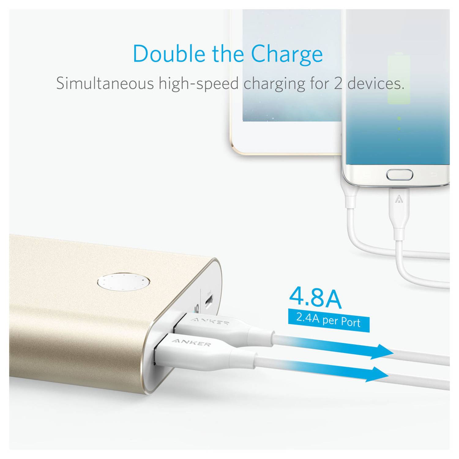 أنكير شاحن متنقل ذهبي وردي أنكير شاحن متنقل ذهبي وردي