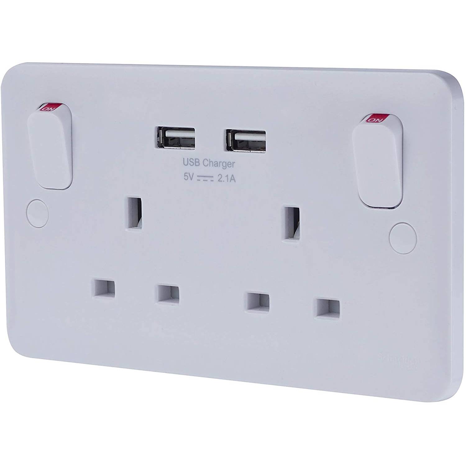 Schneider Electric Lisse White Moulded - Twin Socket Combined 2 X Usb Sp 2.1 A. White Schneider Electric Lisse White Moulded - Twin Socket Combined 2 X Usb Sp 2.1 A. White