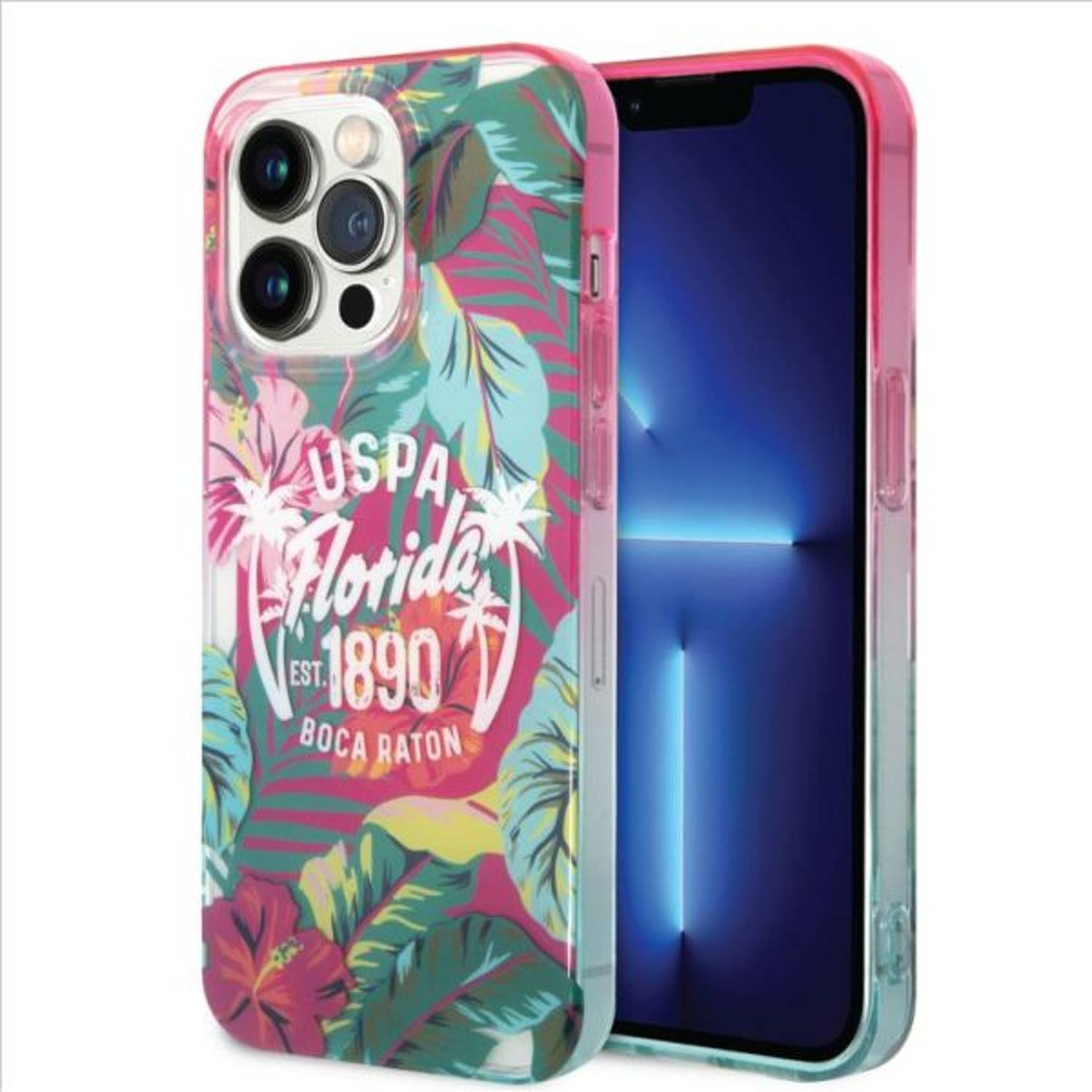 US Polo Florida Design Case Pink/Green iPhone 14 Pro Max US Polo Florida Design Case Pink/Green iPhone 14 Pro Max