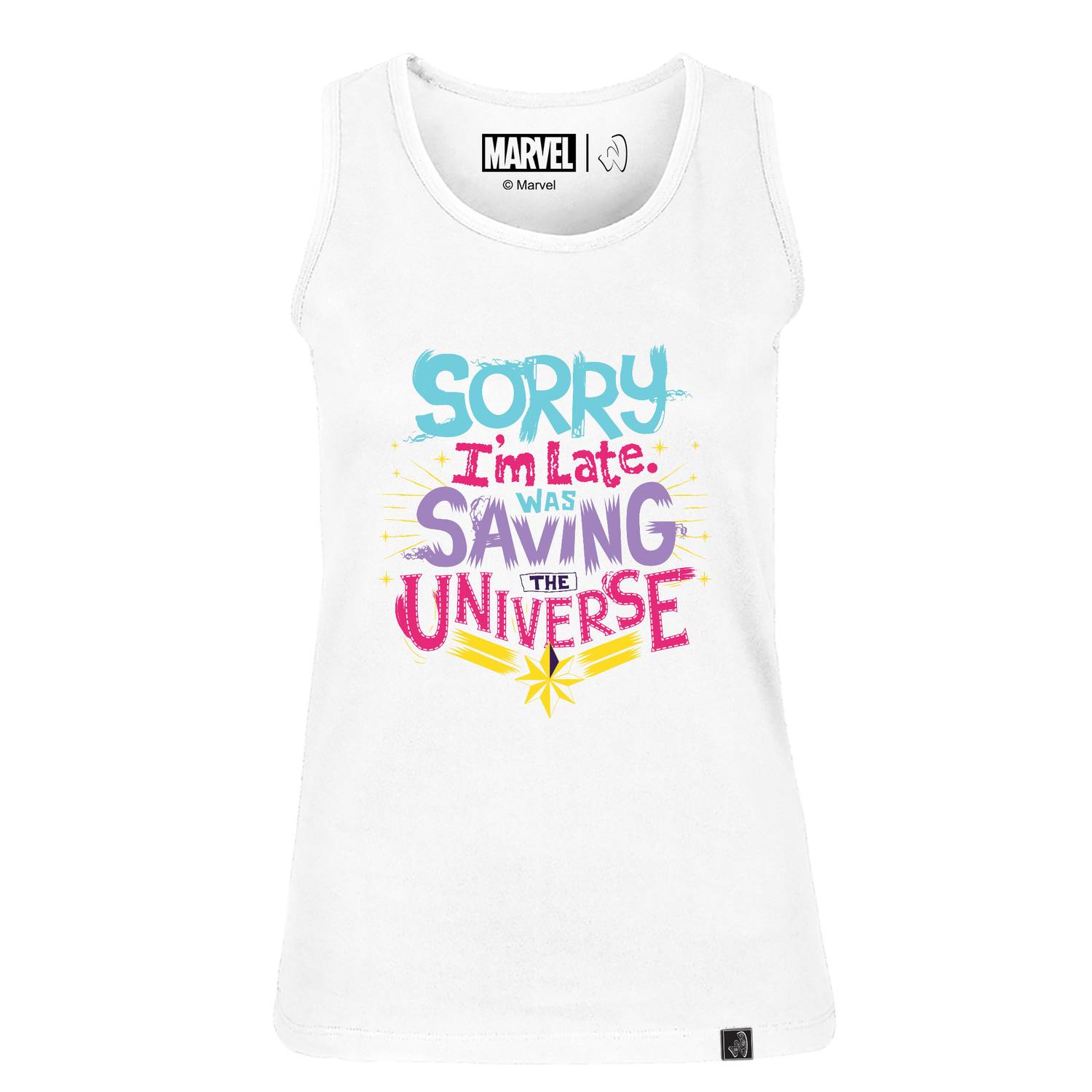 Marvel Sorry I'm Late Women's Tank Top White Medium Marvel Sorry I'm Late Women's Tank Top White Medium