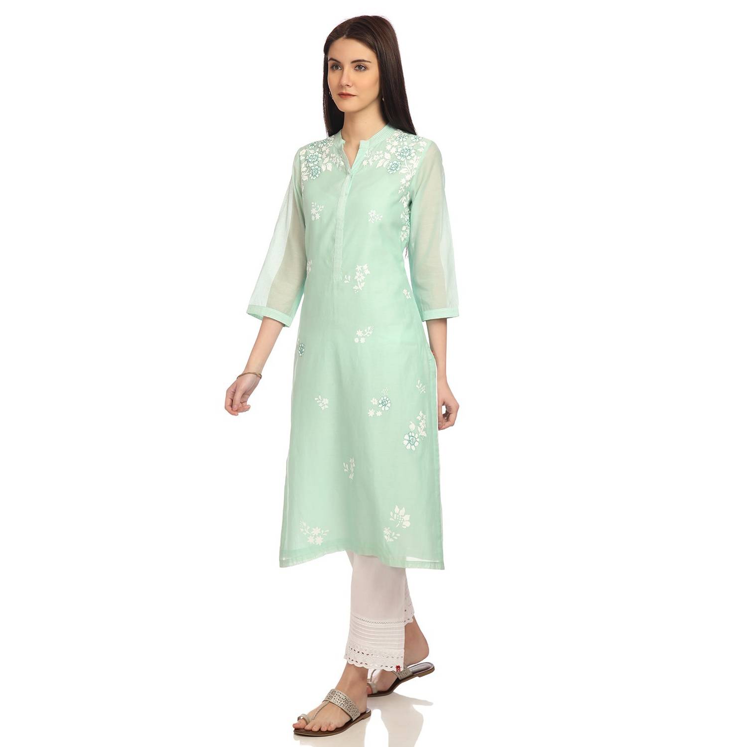 BIBA Sea Green Straight Kurta Size 38 BIBA Sea Green Straight Kurta Size 38
