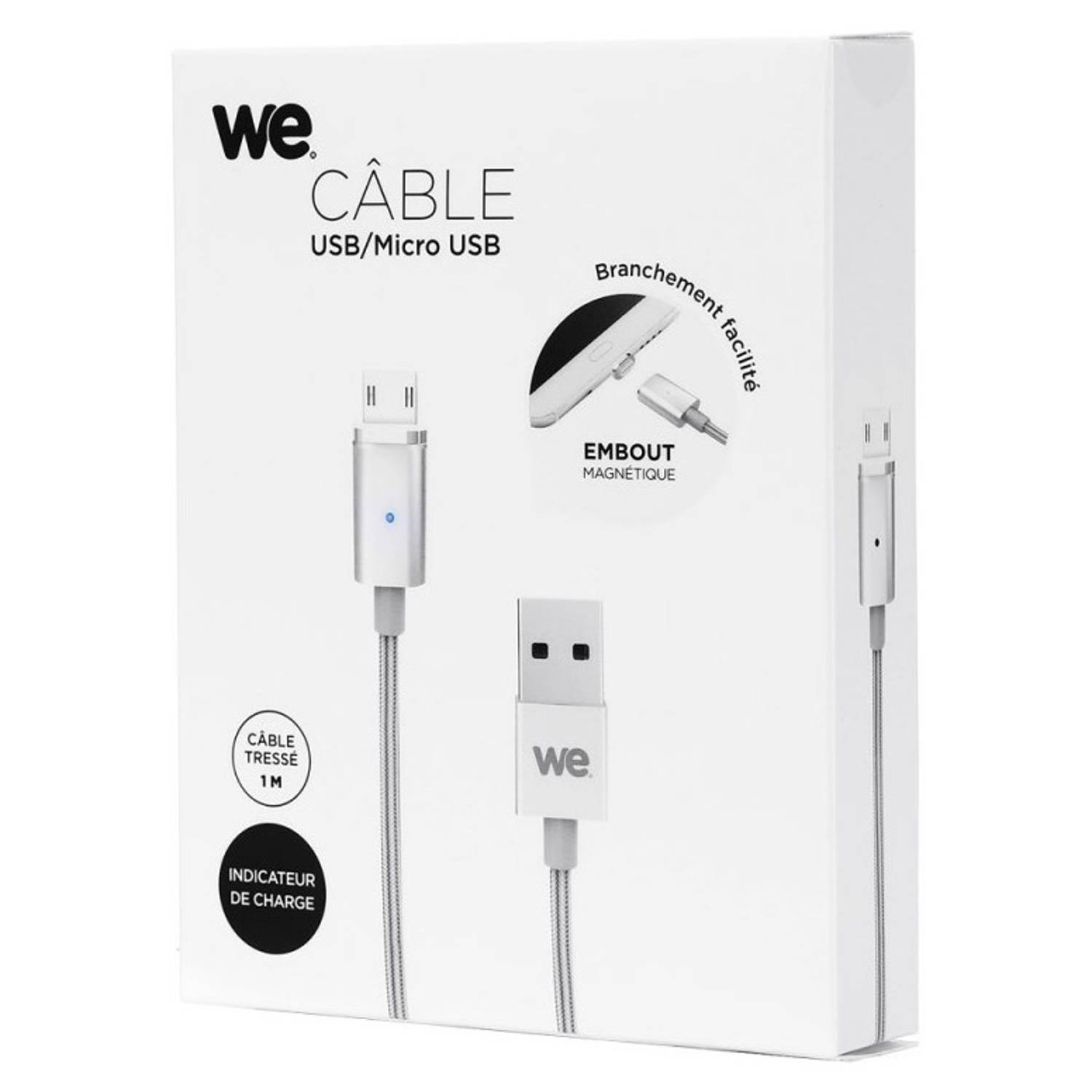 We Magnetic Micro USB Cable 1.20m Silver WEUSBMICROMAG100A We Magnetic Micro USB Cable 1.20m Silver WEUSBMICROMAG100A