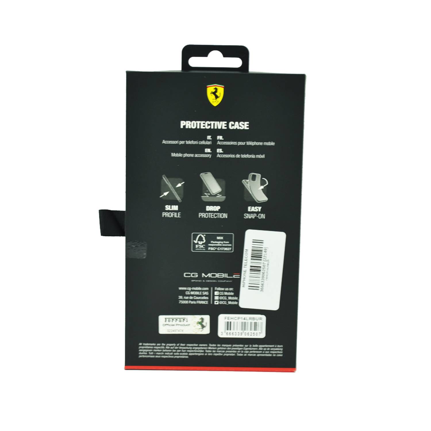 Ferrari Leather Case With Hot Stamped Sides Yellow Shield Logo For Iphone 14 Pro Red Ferrari Leather Case With Hot Stamped Sides Yellow Shield Logo For Iphone 14 Pro Red