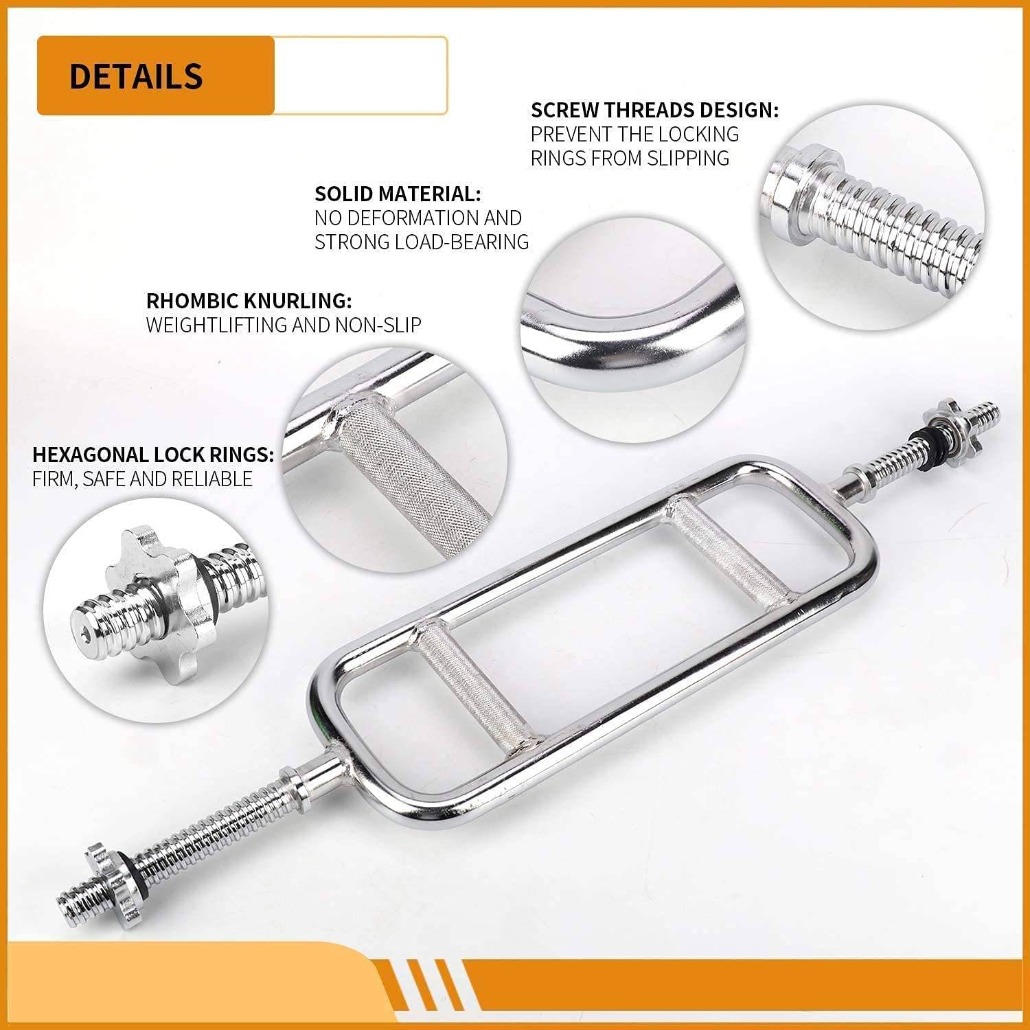 ULTIMAX Triceps Bar Threaded Solid Chrome Triceps Hammer Curl Bar Weightlifting Exercise Training Bars for Home Gym ULTIMAX Triceps Bar Threaded Solid Chrome Triceps Hammer Curl Bar Weightlifting Exercise Training Bars for Home Gym