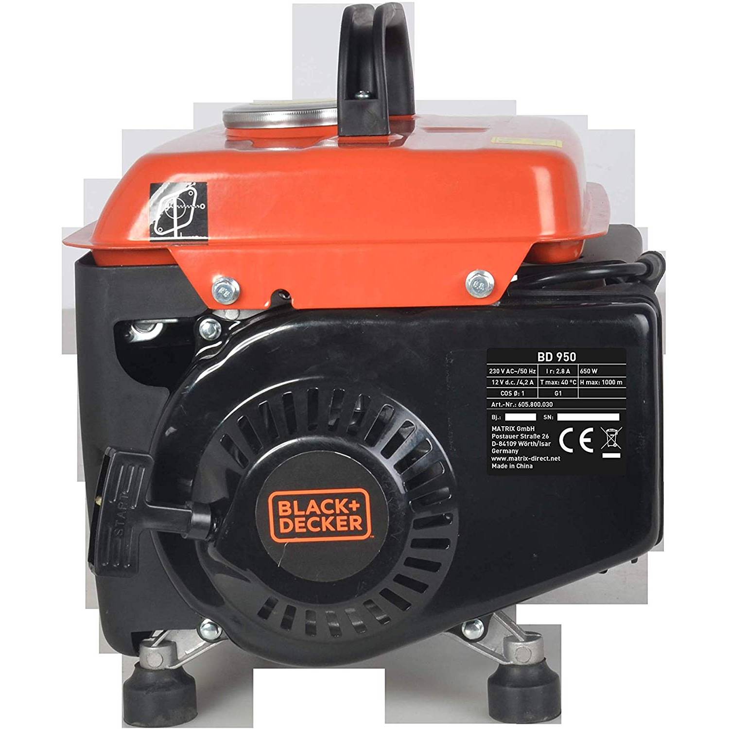 Black and Decker 650W Petrol Generator BD-950 Black and Decker 650W Petrol Generator BD-950