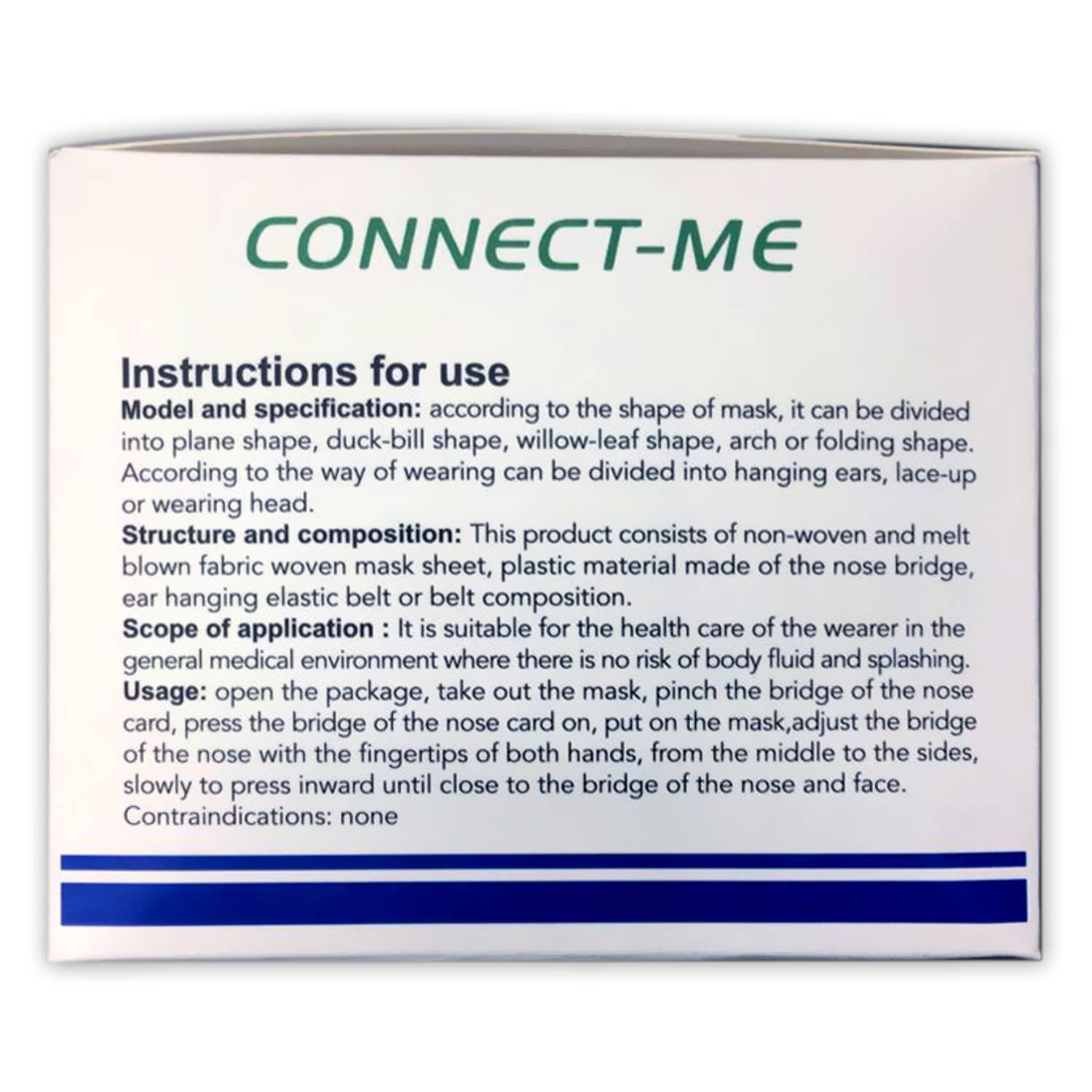 Connect-Me Disposable Respirator 3ply Face Masks 50pcs Box Connect-Me Disposable Respirator 3ply Face Masks 50pcs Box
