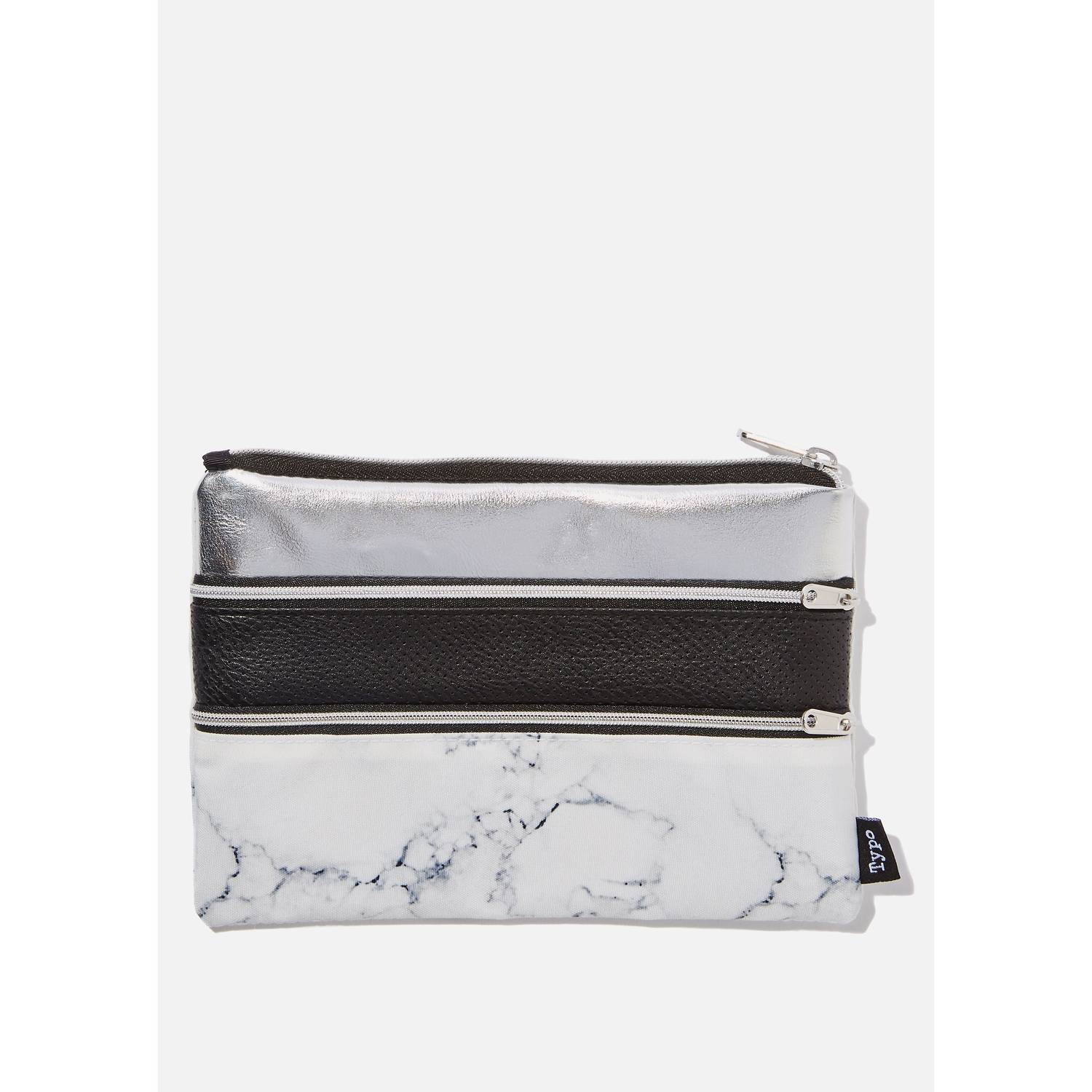 TYPO Double Archer Pencil Case Marble Silver Black Perf - 134692-110 TYPO Double Archer Pencil Case Marble Silver Black Perf - 134692-110