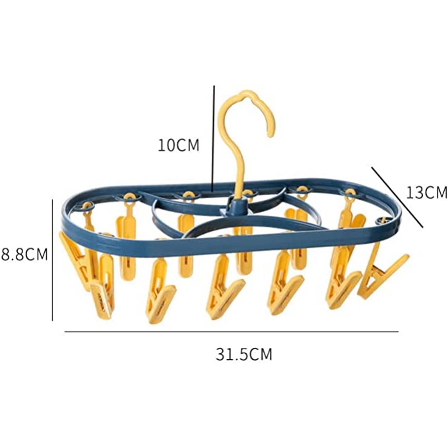 Margoun For Foldable Clothes Hanger Drying Rack With 12 Clips Plastic Space Saving Closet Organizer (Yellow) Margoun For Foldable Clothes Hanger Drying Rack With 12 Clips Plastic Space Saving Closet Organizer (Yellow)