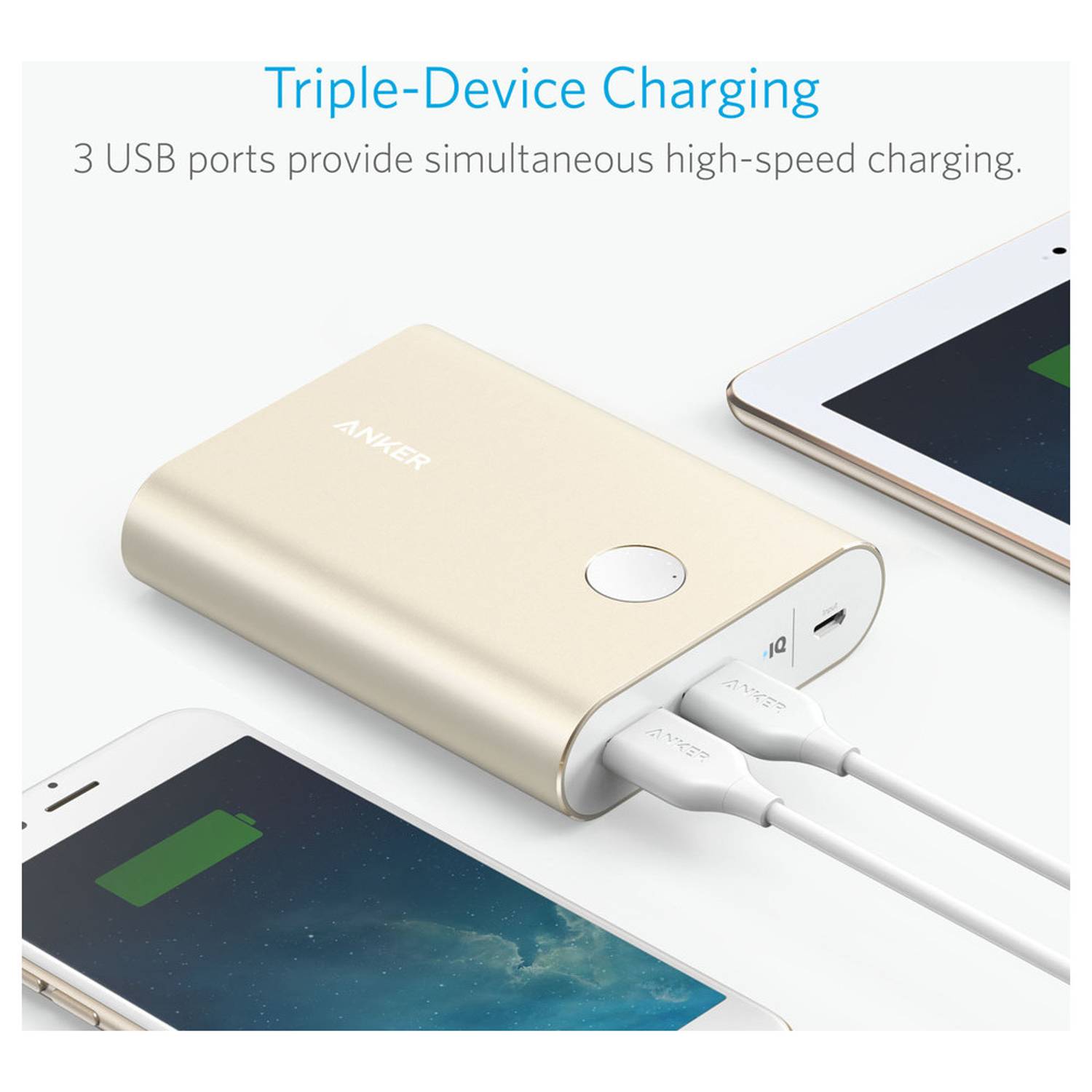 أنكير شاحن متنقل ذهبي وردي أنكير شاحن متنقل ذهبي وردي