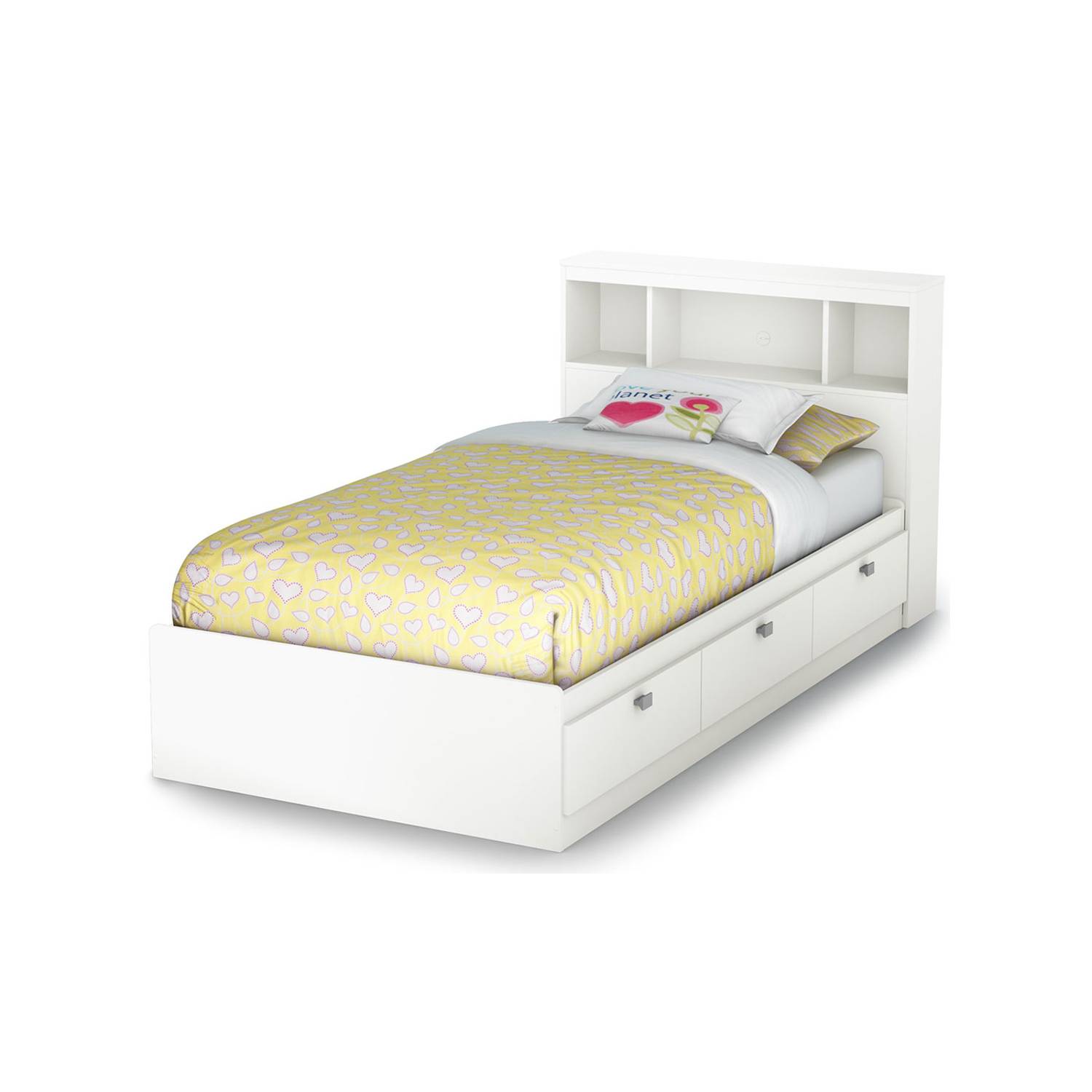 Spark Twin Mates Bed with Drawers and Bookcase Headboard Medium Bed without Mattress Black Spark Twin Mates Bed with Drawers and Bookcase Headboard Medium Bed without Mattress Black