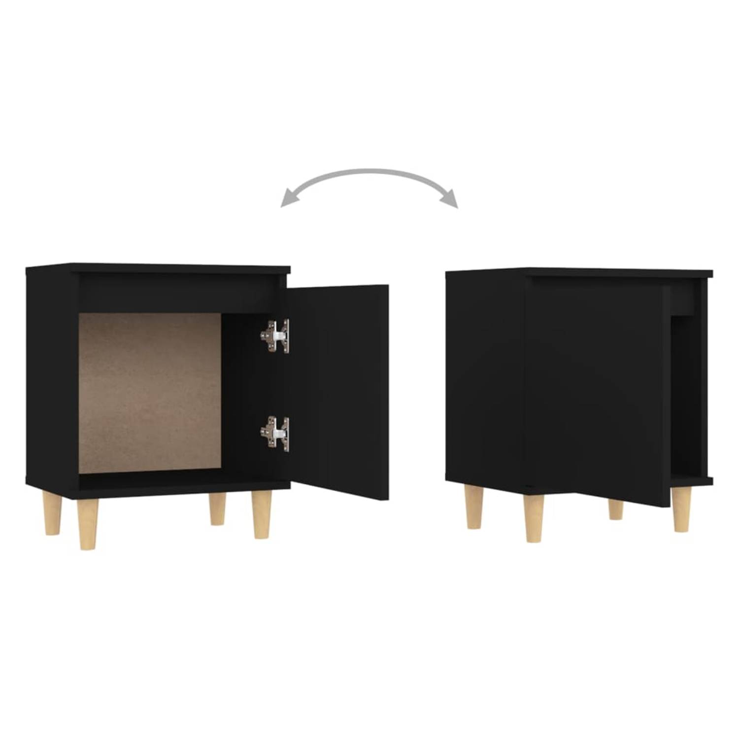 vidaXL Bed Cabinet with Solid Wood Legs Black 40x30x50 cm vidaXL Bed Cabinet with Solid Wood Legs Black 40x30x50 cm