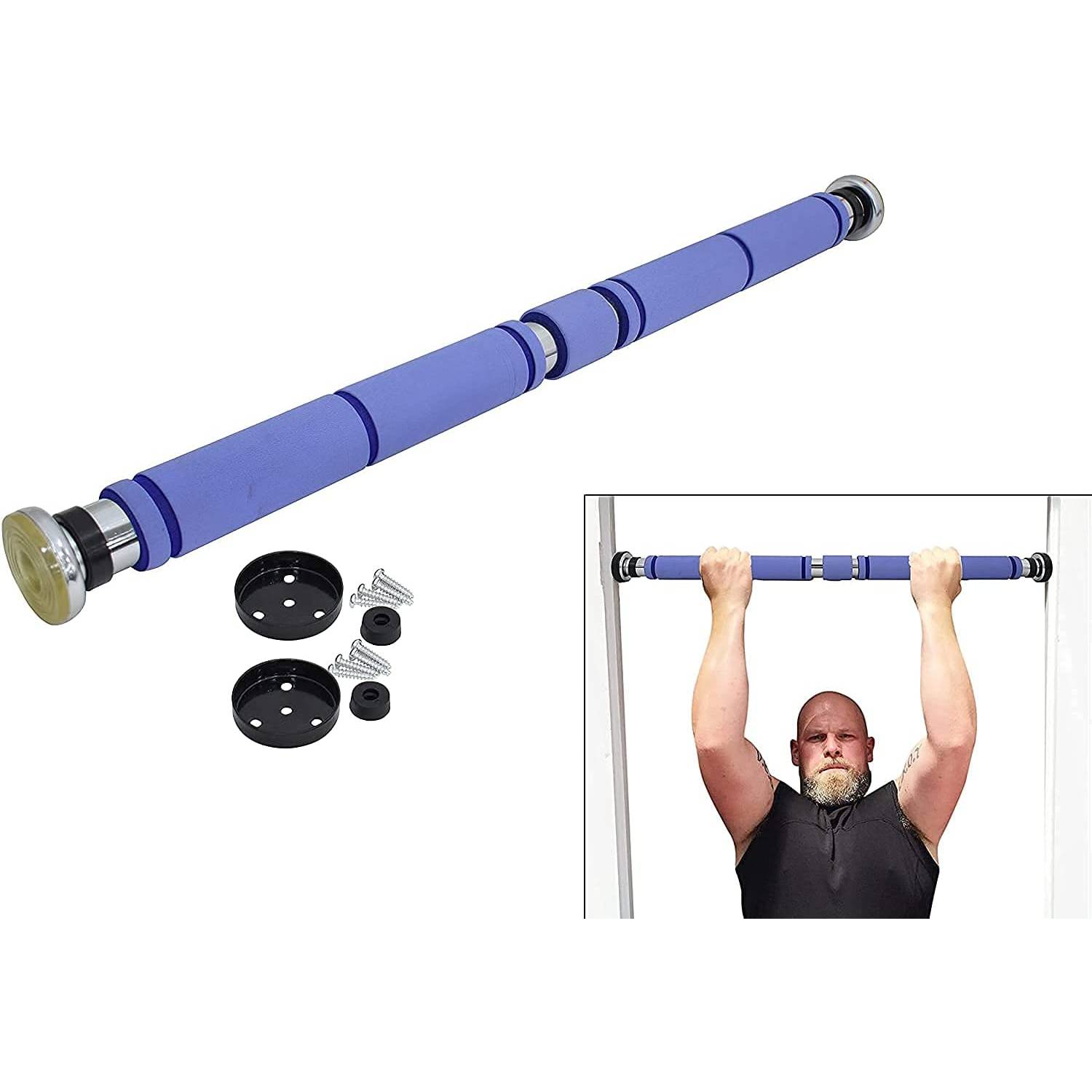 ULTIMAX Adjustable Doorway Gym Horizontal Bar Steel with rubber-limiter and Screw, Home Workout chin Pull Up Training Bar ULTIMAX Adjustable Doorway Gym Horizontal Bar Steel with rubber-limiter and Screw, Home Workout chin Pull Up Training Bar