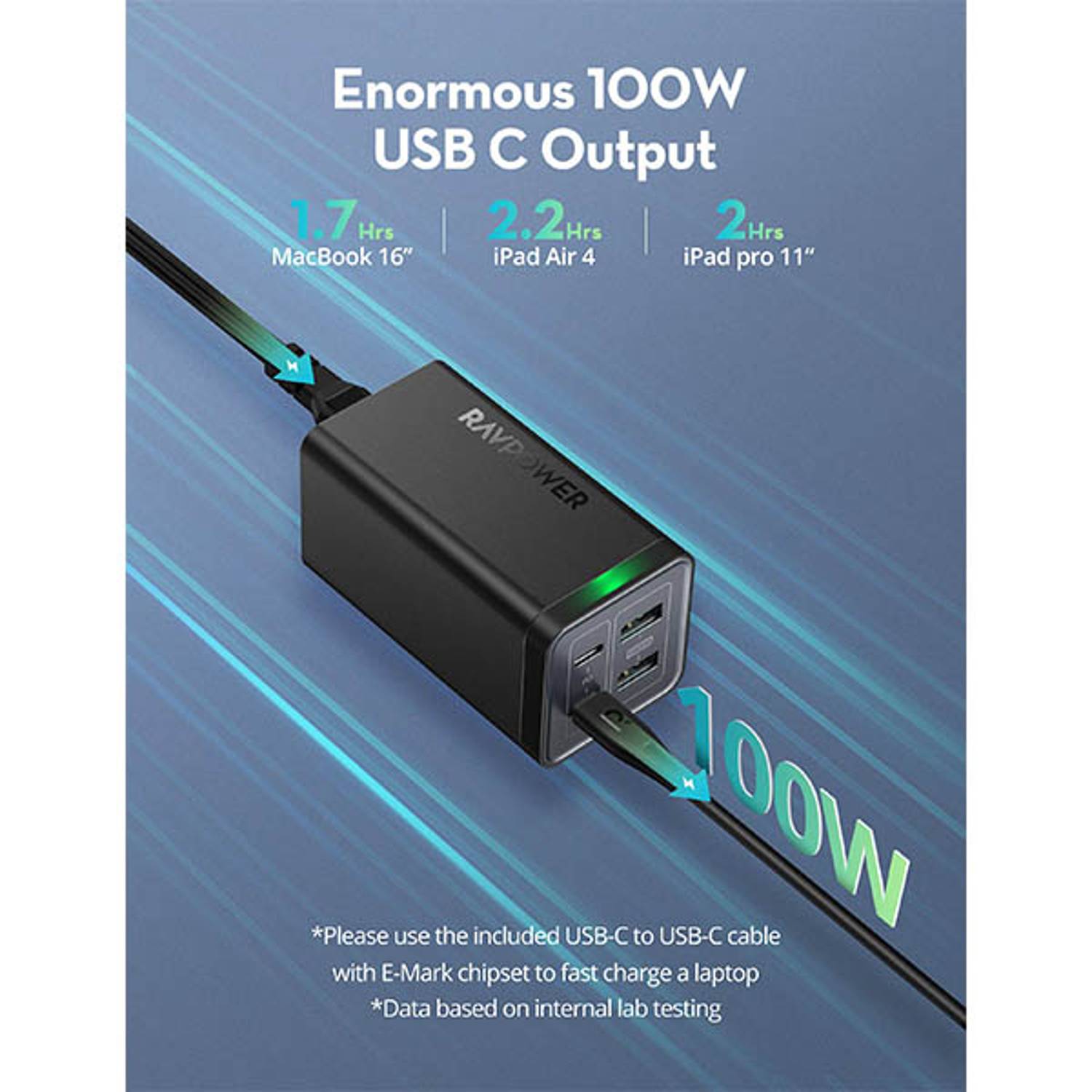 Ravpower PD 120W 4 Port Desktop Charger Uk Version Black Ravpower PD 120W 4 Port Desktop Charger Uk Version Black