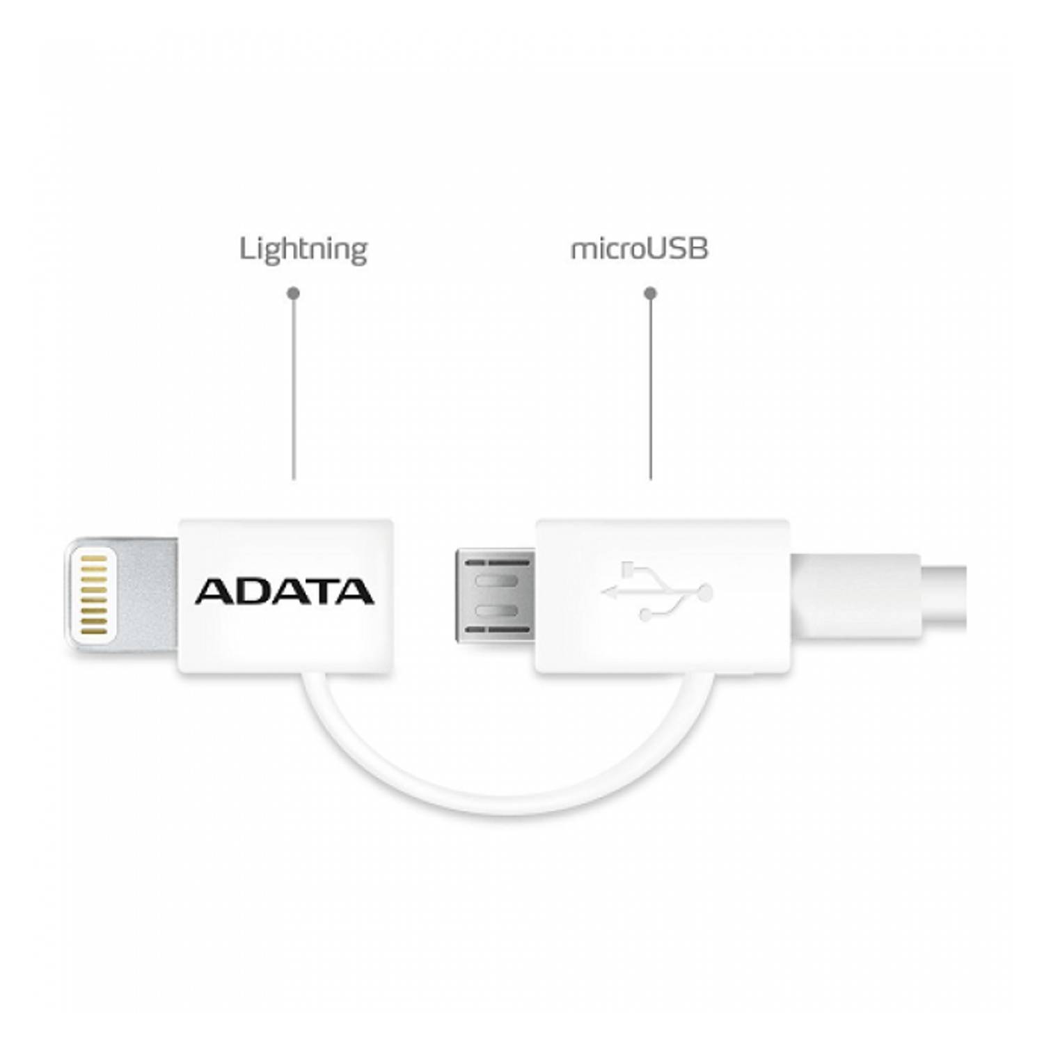 Adata AMFI2IN1-100CM-CWH USB Micro/Lightning cable 2IN1 1m White Adata AMFI2IN1-100CM-CWH USB Micro/Lightning cable 2IN1 1m White