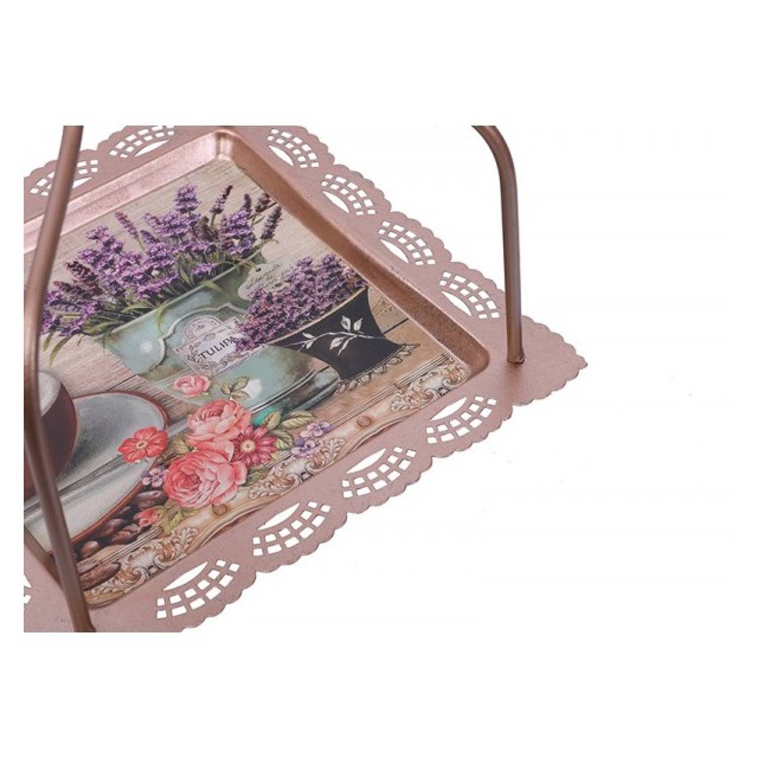 Shamira Tea & Gava Tray With Handle 29X29X35 cm Anti/Gold Shamira Tea & Gava Tray With Handle 29X29X35 cm Anti/Gold