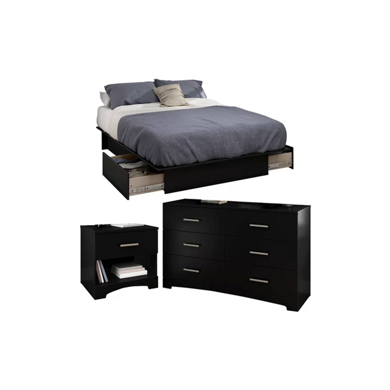 Gramercy Queen Platform Configurable Bedroom Set Super King Bedroom Set with Mattress Black Gramercy Queen Platform Configurable Bedroom Set Super King Bedroom Set with Mattress Black