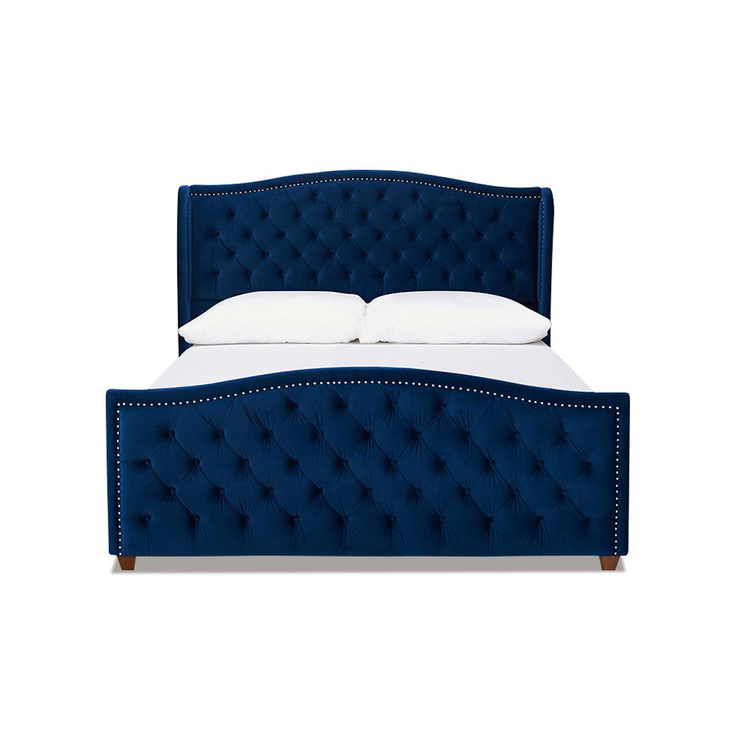 Navy Blue Velvet Hand-Tufted Upholstered Bed Queen Bed Navy blue Navy Blue Velvet Hand-Tufted Upholstered Bed Queen Bed Navy blue