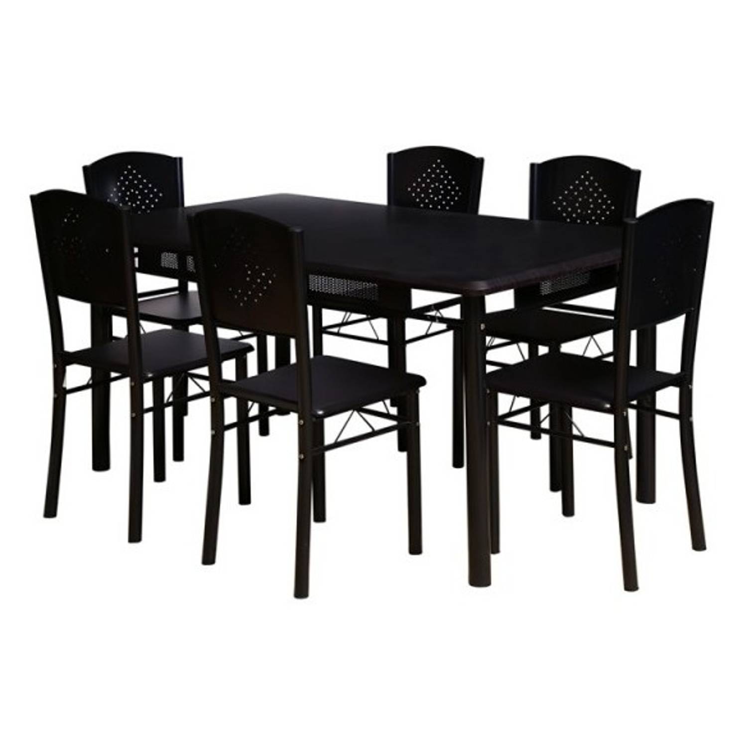 Pan Emirates Leatrop Dining Set (1+6) Black Pan Emirates Leatrop Dining Set (1+6) Black