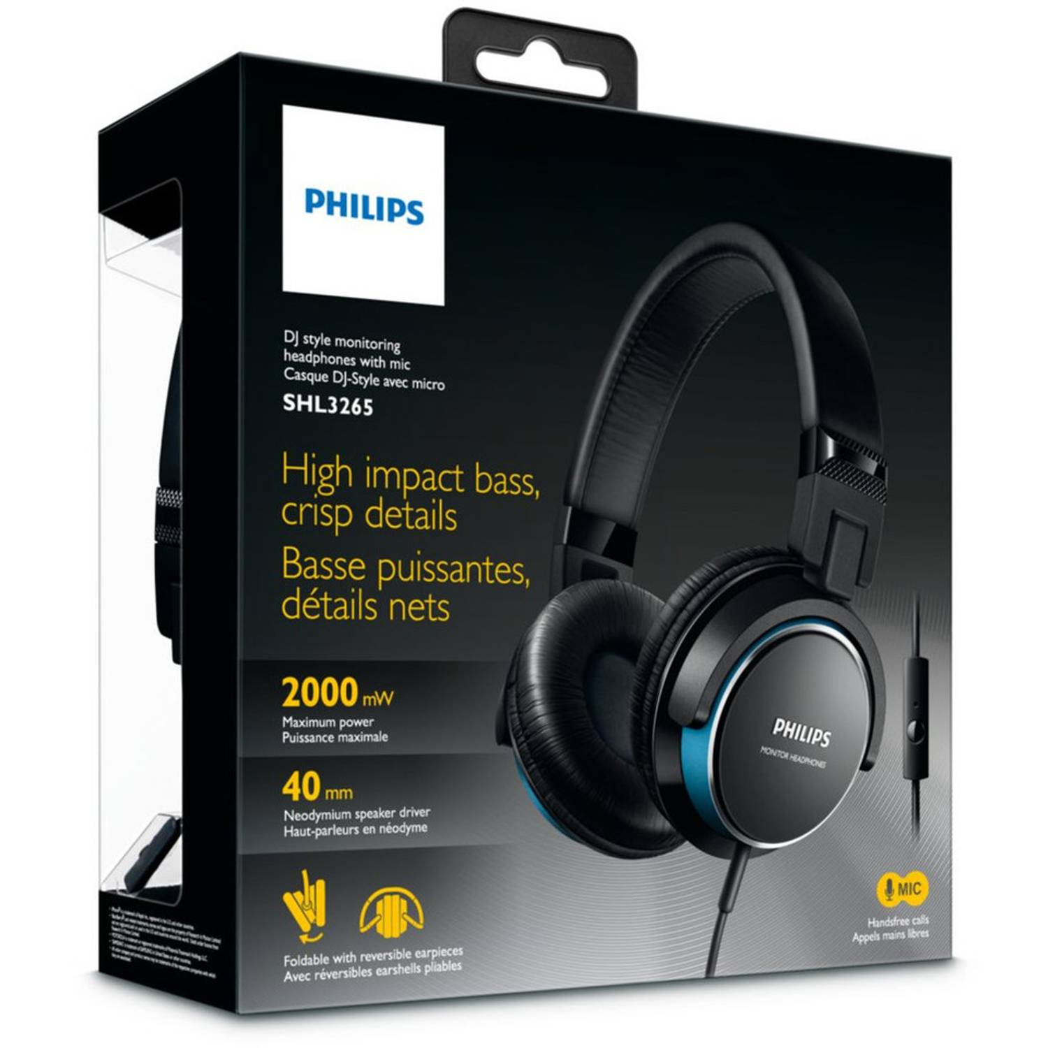 Philips SHL3265BL00 On Ear Headphone W/ Mic Blue Philips SHL3265BL00 On Ear Headphone W/ Mic Blue