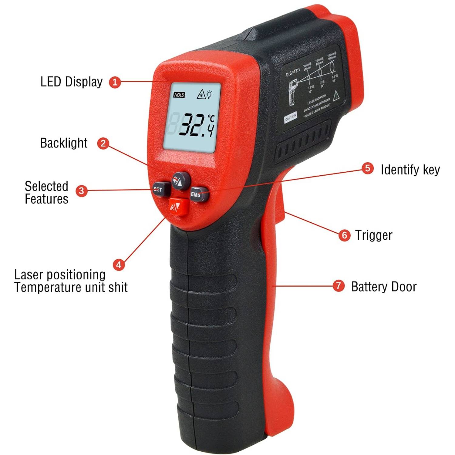 Ecvv High Precision Infrared Thermometer Professional Industrial Temperature Gun Etm550 Non-contact Lcd Display Digital Laser Thermometer-50~550 Ecvv High Precision Infrared Thermometer Professional Industrial Temperature Gun Etm550 Non-contact Lcd Display Digital Laser Thermometer-50~550