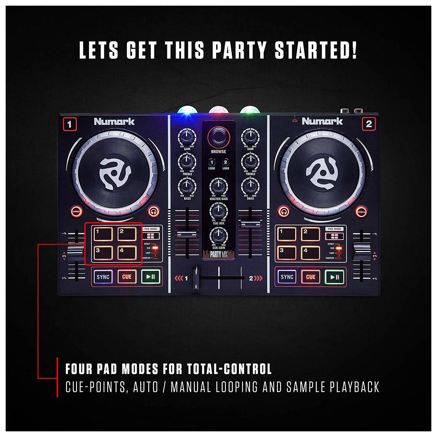 Numark PARTYMIX DJ Controller With Built In Light Show Numark PARTYMIX DJ Controller With Built In Light Show