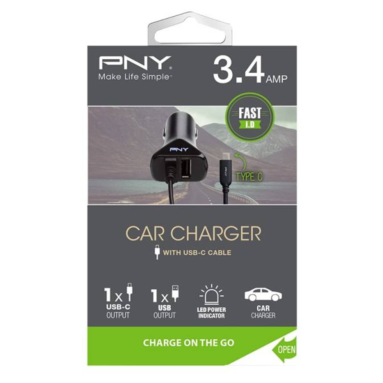 PNY PDCTDK0104RB Cable USB-C Car Charger Black PNY PDCTDK0104RB Cable USB-C Car Charger Black