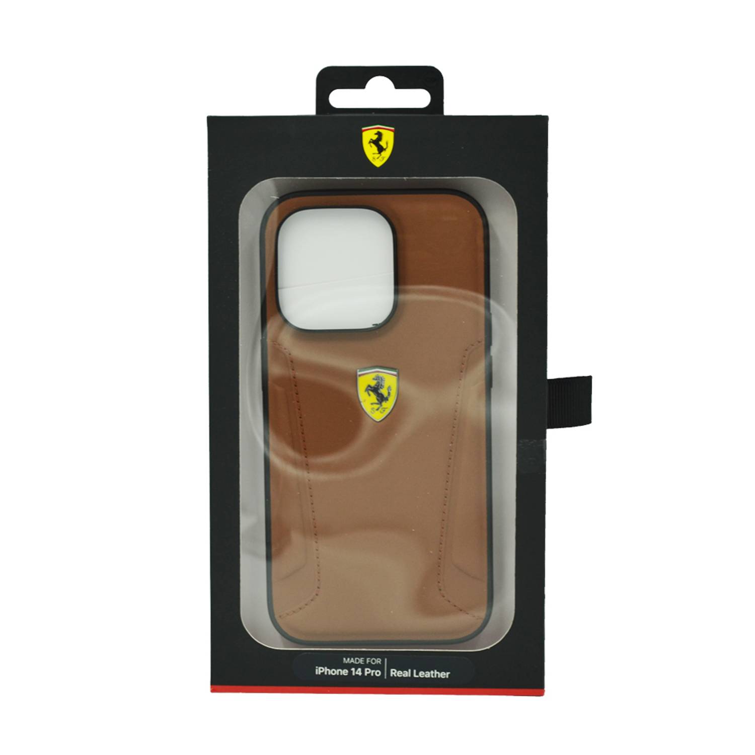 Ferrari Leather Case With Hot Stamped Sides Yellow Shield Logo For Iphone 14 Pro Camel Ferrari Leather Case With Hot Stamped Sides Yellow Shield Logo For Iphone 14 Pro Camel
